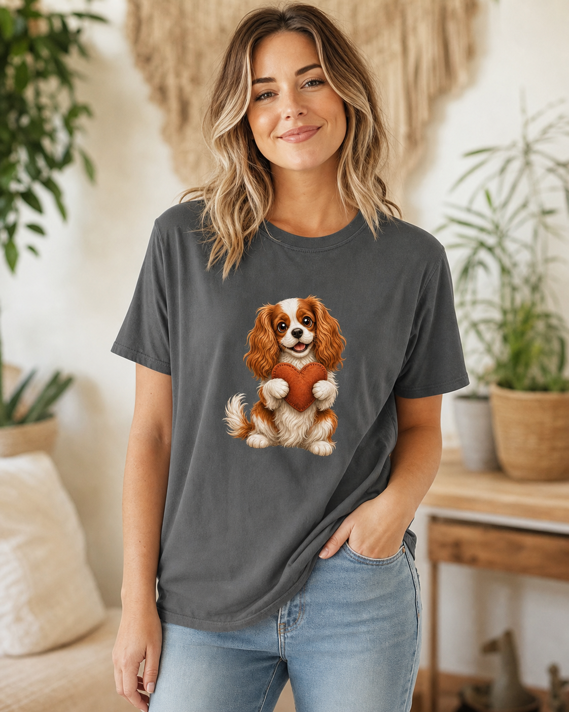 Cavalier With Heart T-Shirt | Cavalier King Charles Tee