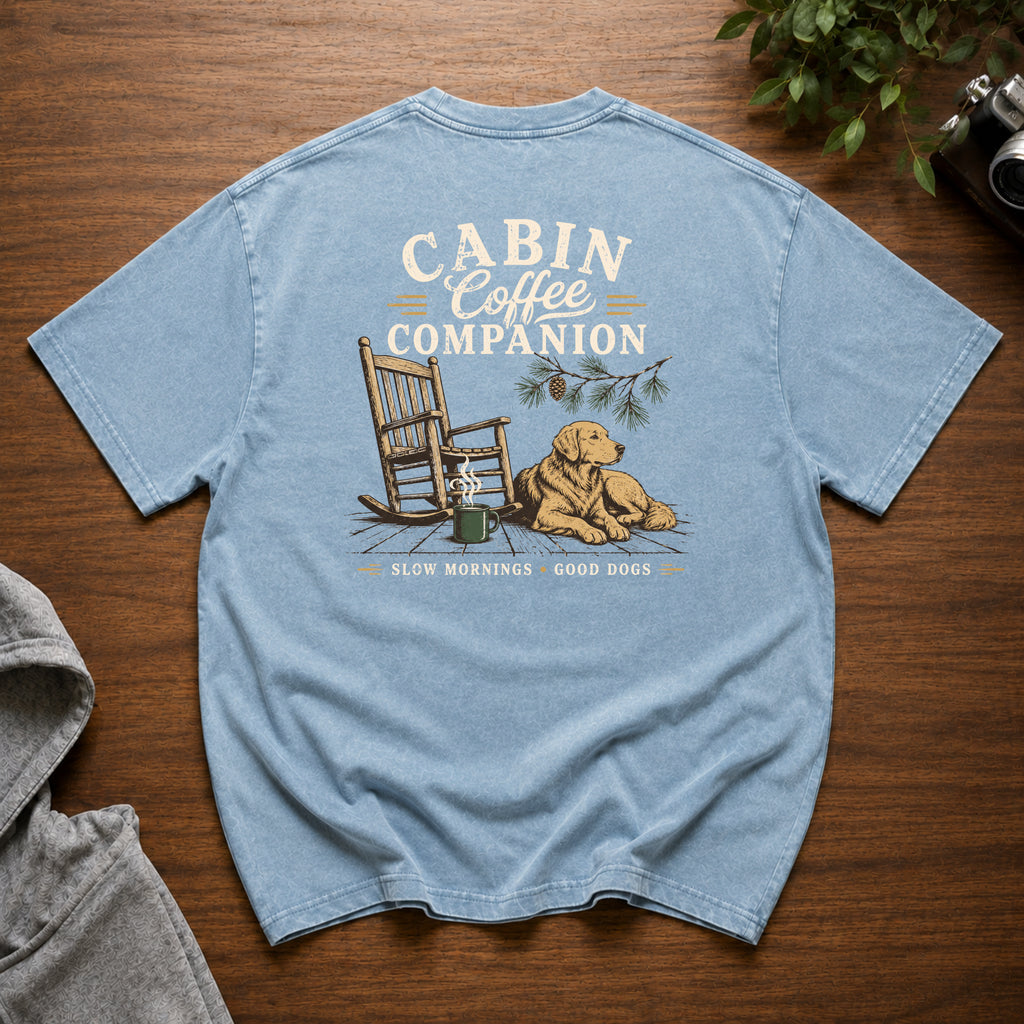 Cabin Coffee Companion Snow Washed Oversized Cotton T-Shirt