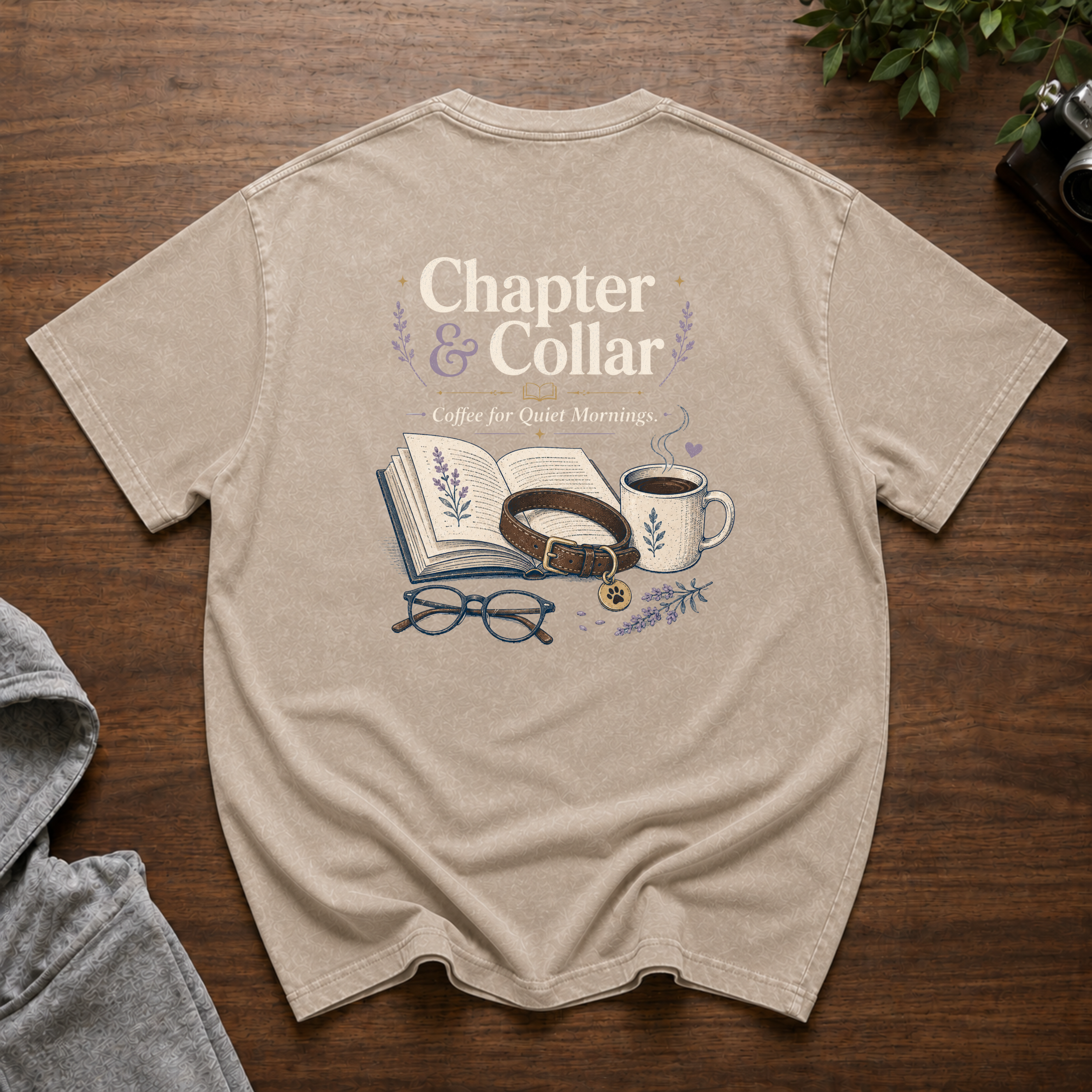 Chapter and Collar Snow Washed Oversized Cotton T-Shirt