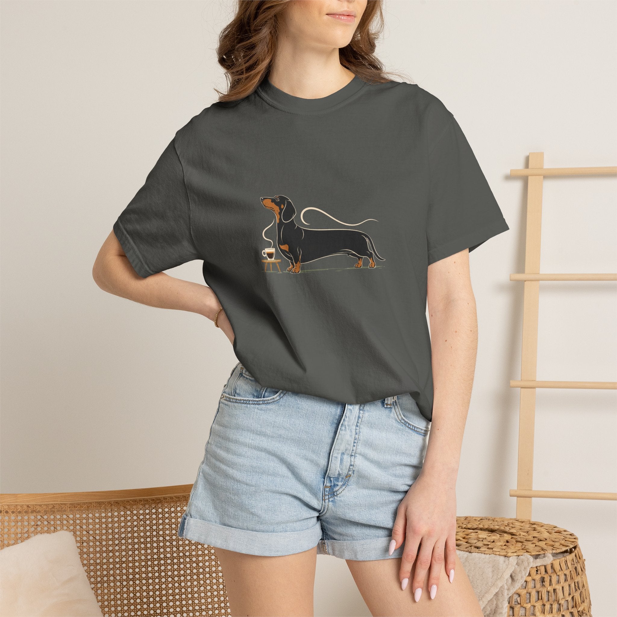 Dachshund Long Pour Espresso T-Shirt | Funny Dachshund Coffee Tee