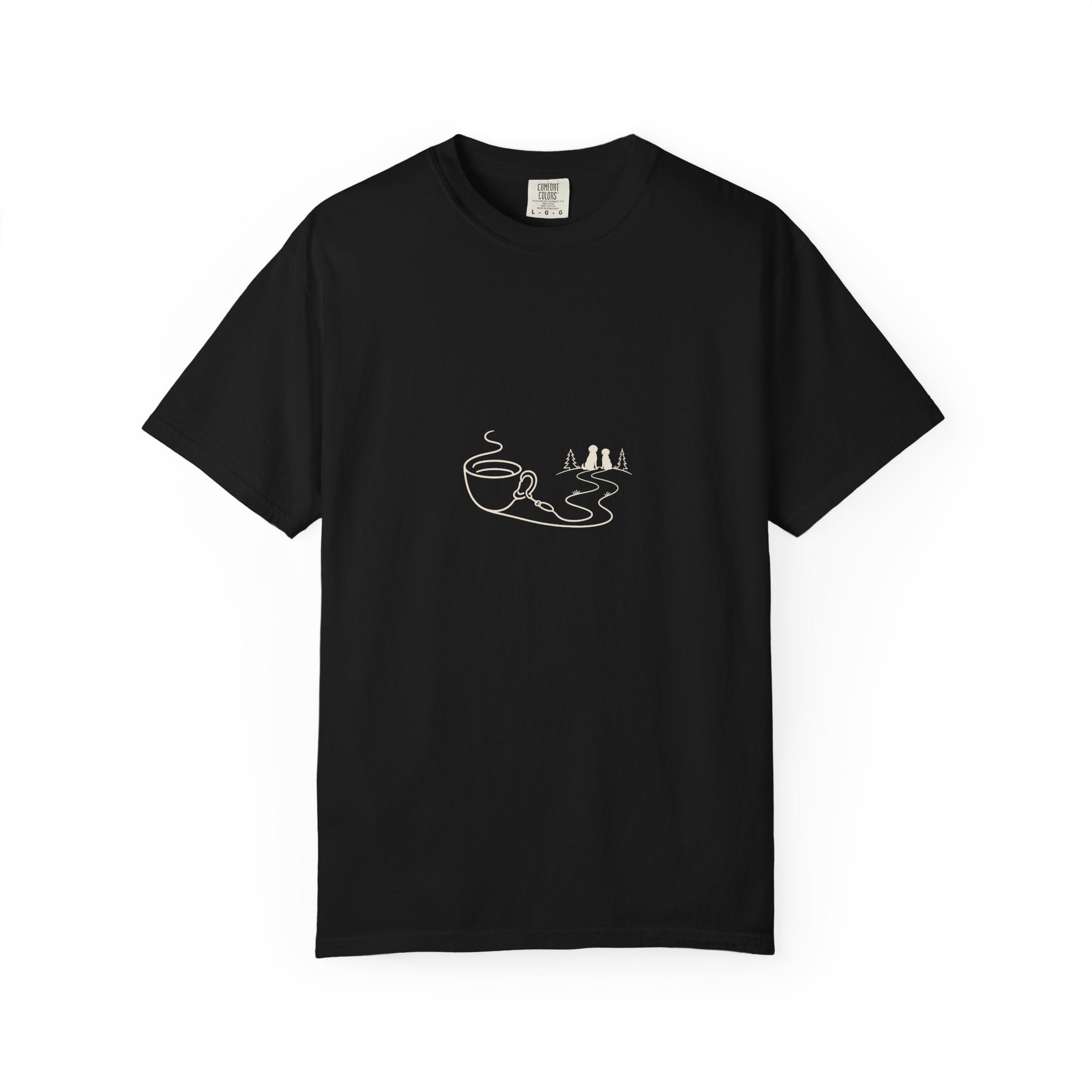 Coffee Leash Trail T-Shirt | Dog Hiking Coffee Lover Tee