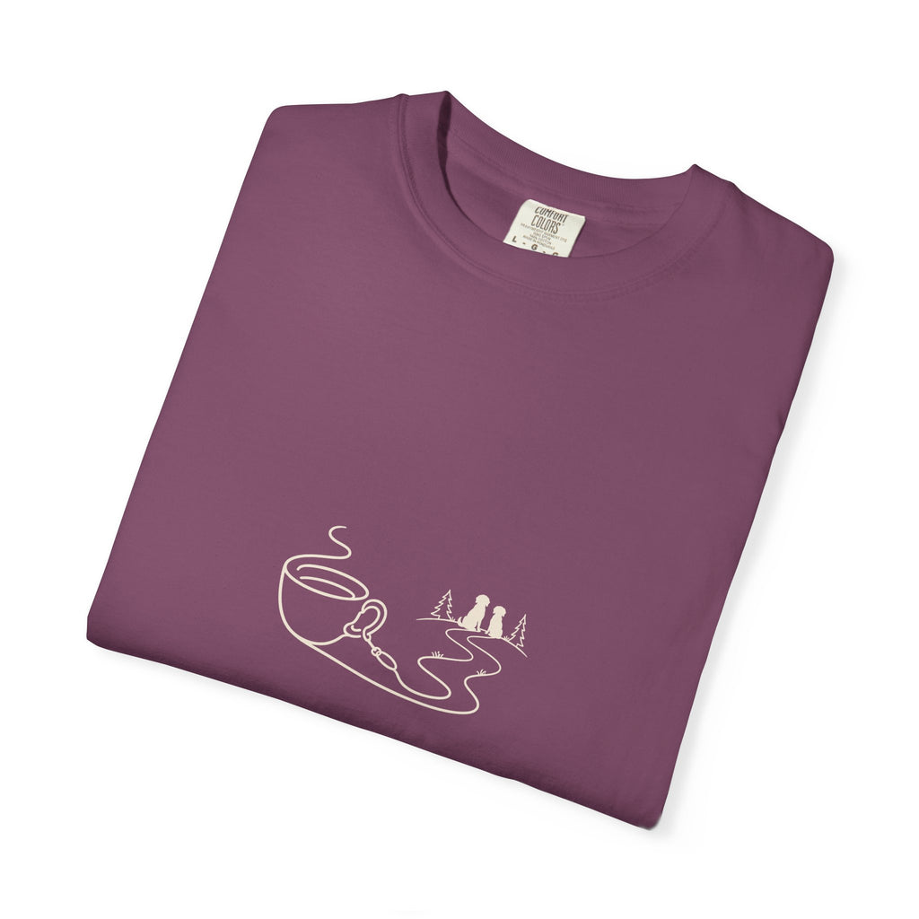 Coffee Leash Trail T-Shirt | Dog Hiking Coffee Lover Tee