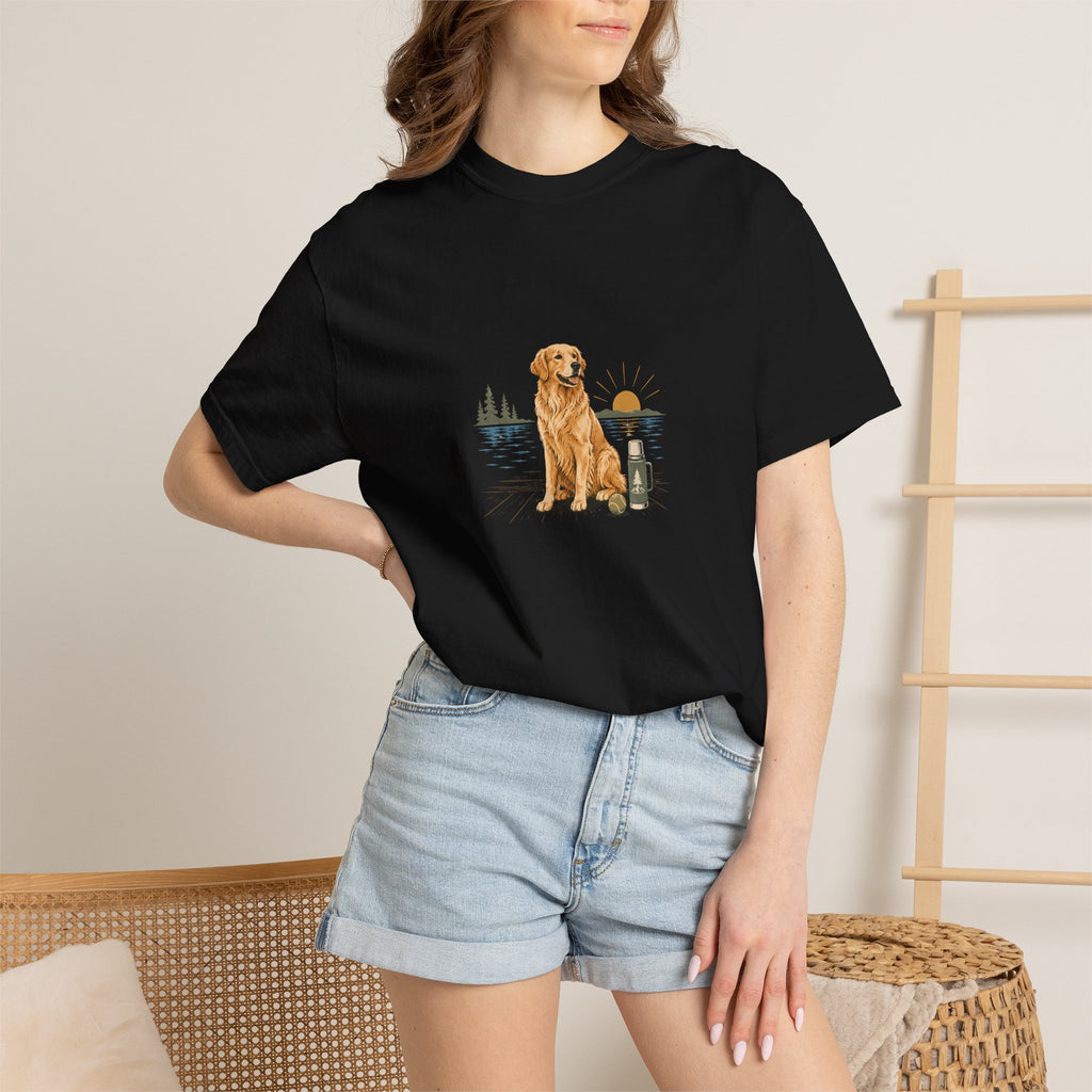 Golden Retriever Morning T-Shirt | Golden Dog Lover Coffee Tee