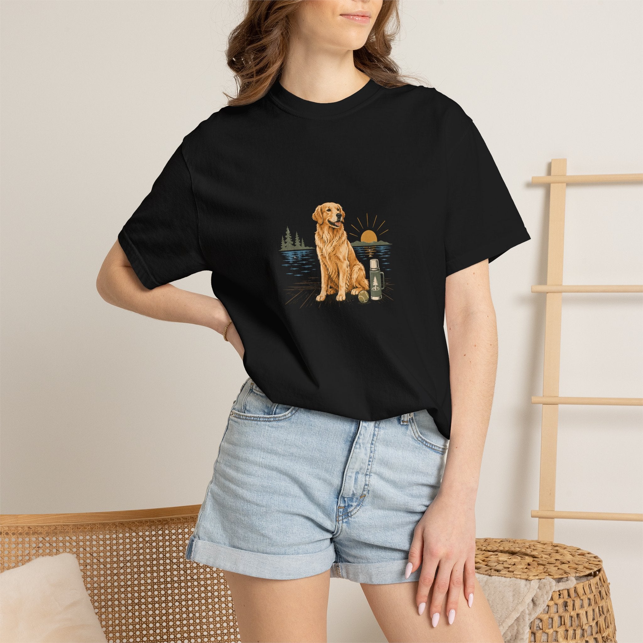 Golden Retriever Morning T-Shirt | Golden Dog Lover Coffee Tee