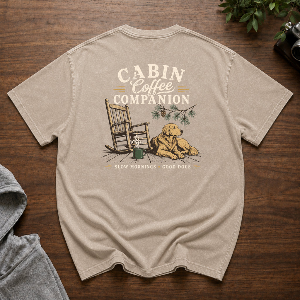 Cabin Coffee Companion Snow Washed Oversized Cotton T-Shirt