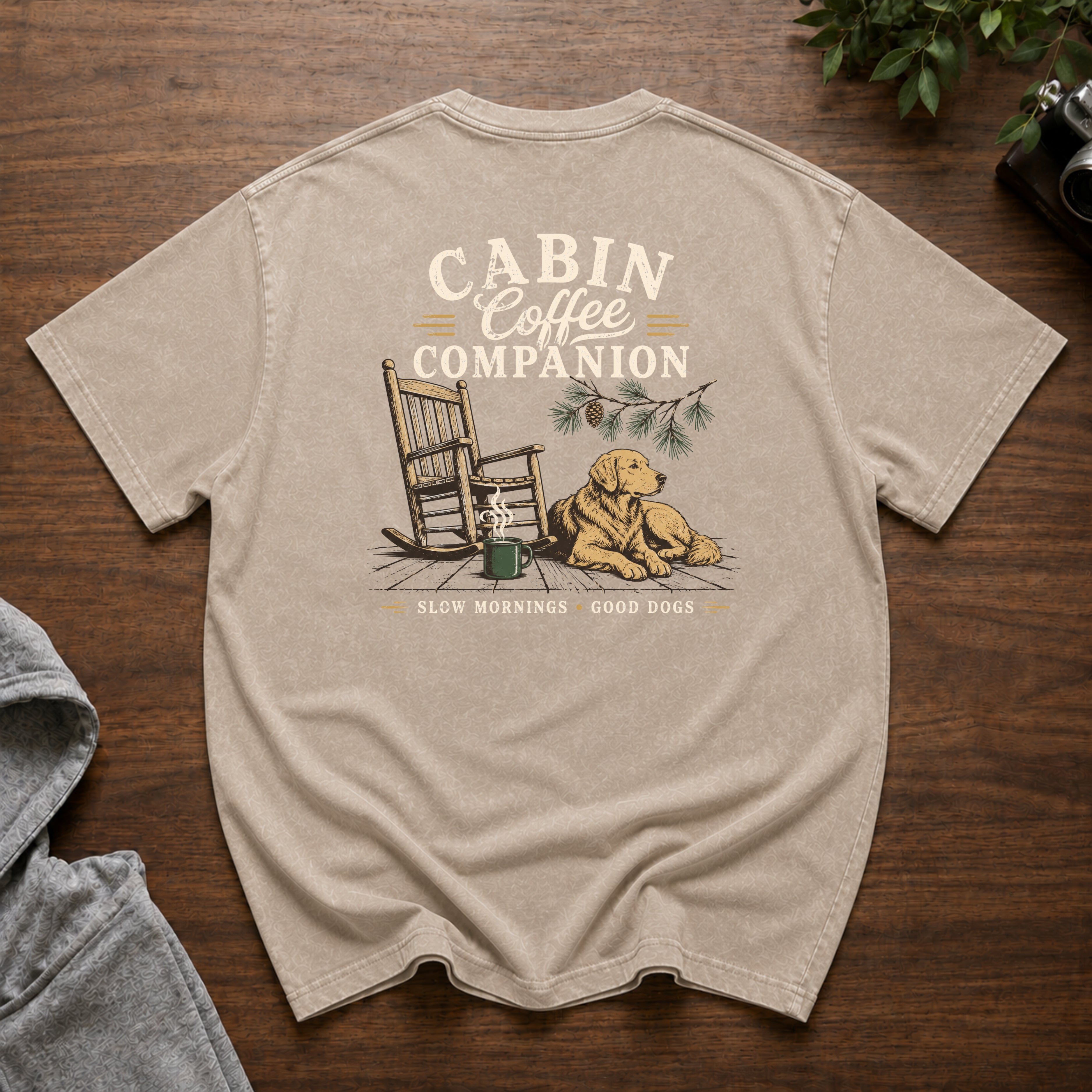 Cabin Coffee Companion Snow Washed Oversized Cotton T-Shirt