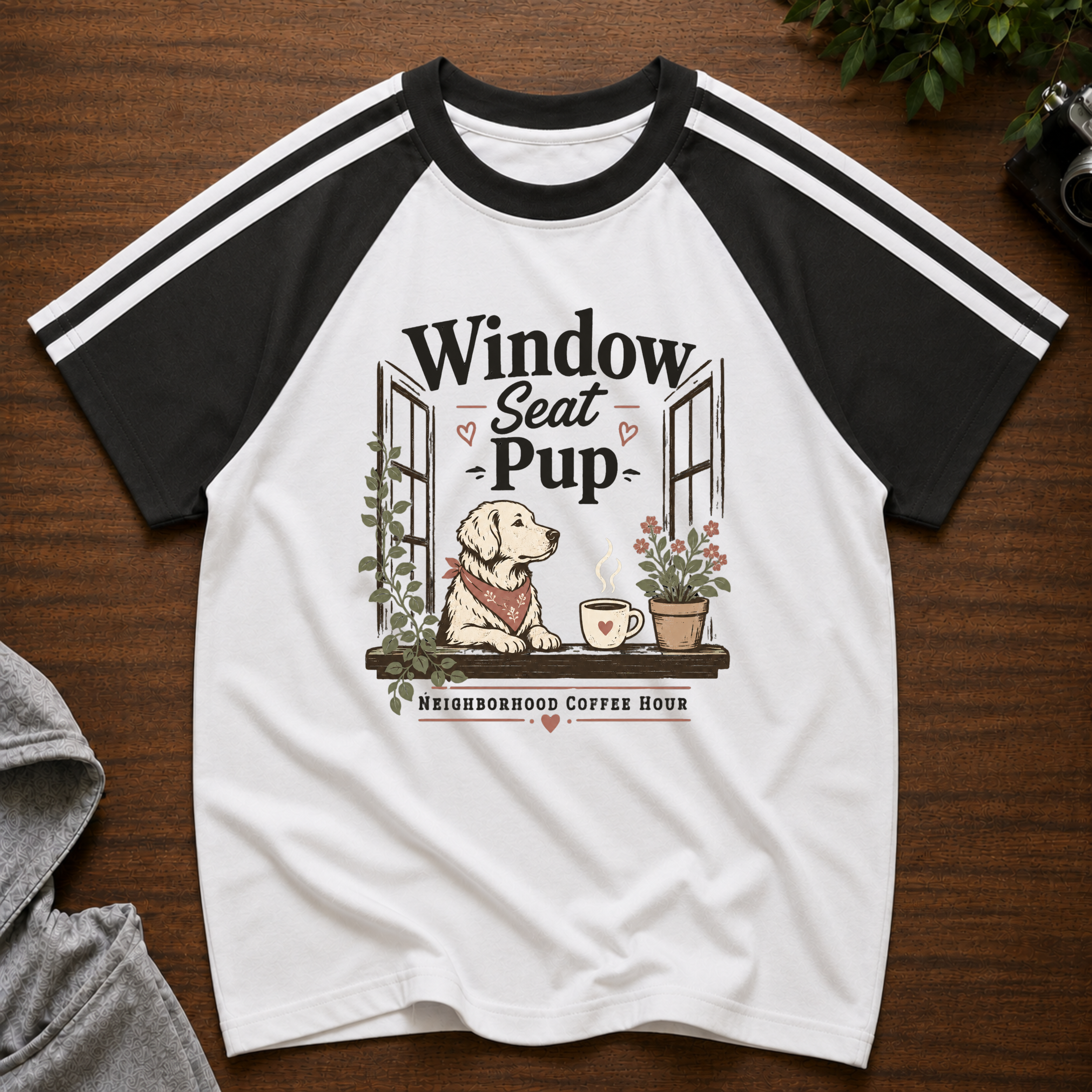 Window Seat Pup Brew Line Raglan Baby T-Shirt
