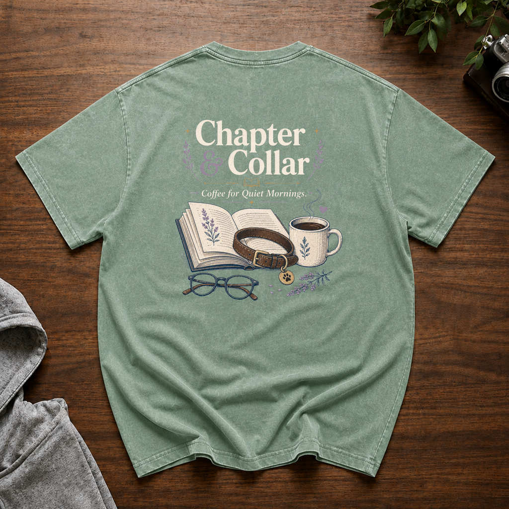 Chapter and Collar Snow Washed Oversized Cotton T-Shirt