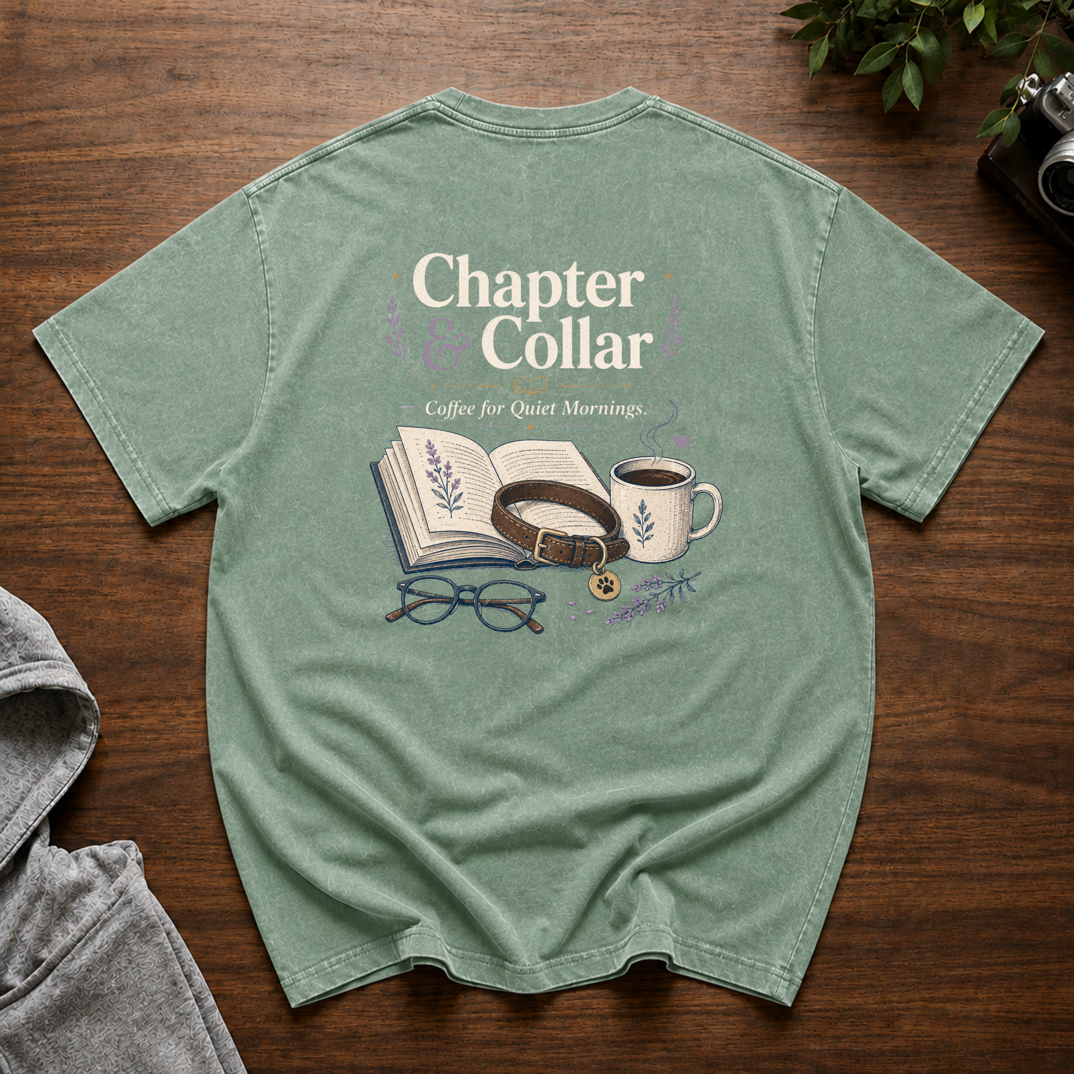 Chapter and Collar Snow Washed Oversized Cotton T-Shirt
