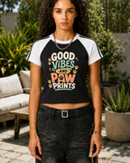 Good Vibes and Paw Prints Brew Line Raglan T-Shirt
