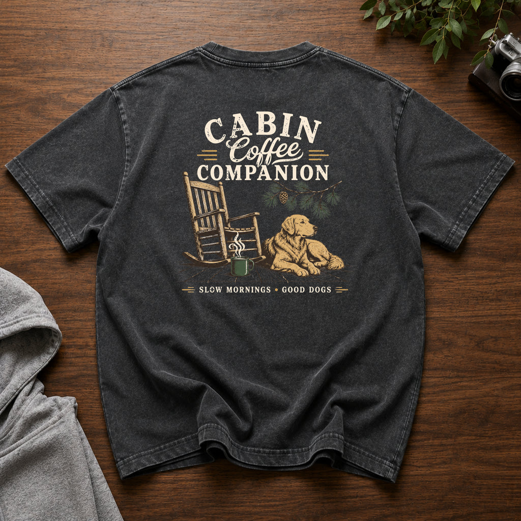 Cabin Coffee Companion Snow Washed Oversized Cotton T-Shirt