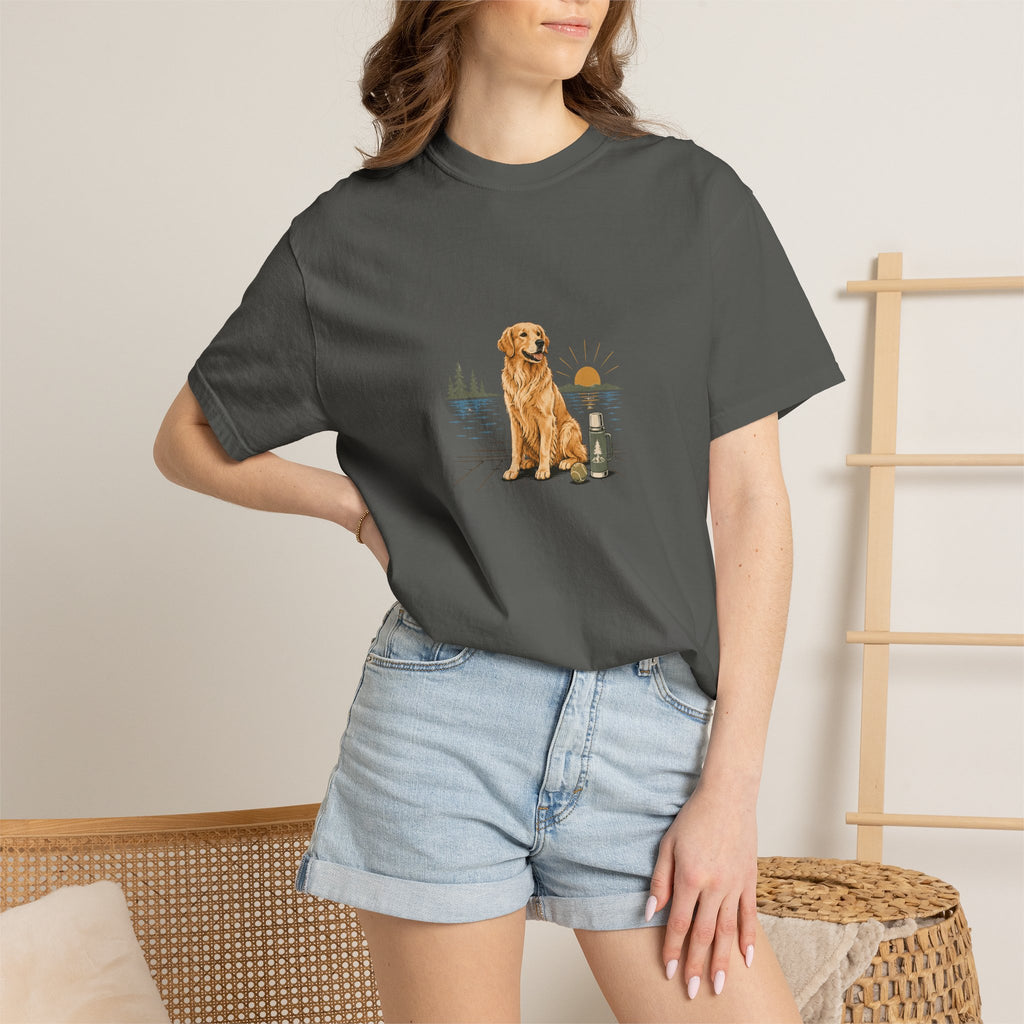 Golden Retriever Morning T-Shirt | Golden Dog Lover Coffee Tee