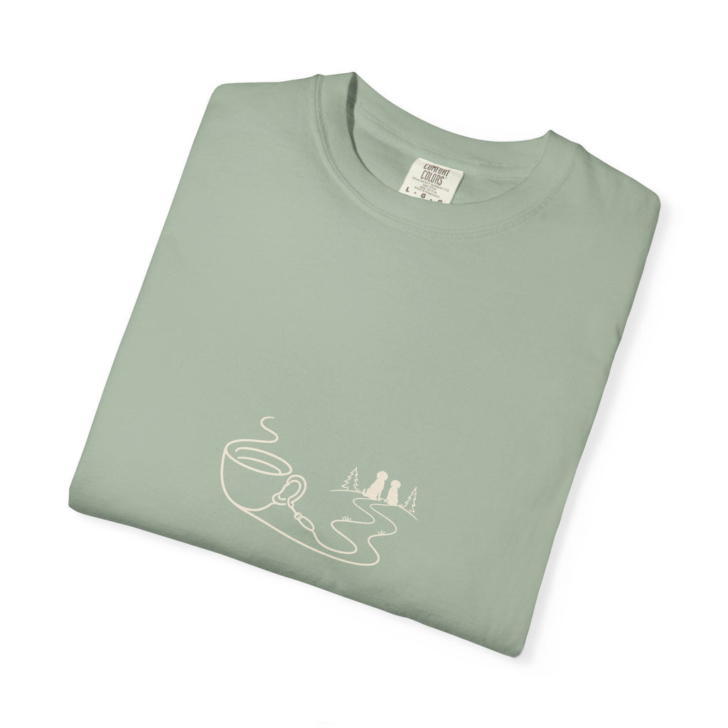 Coffee Leash Trail T-Shirt | Dog Hiking Coffee Lover Tee