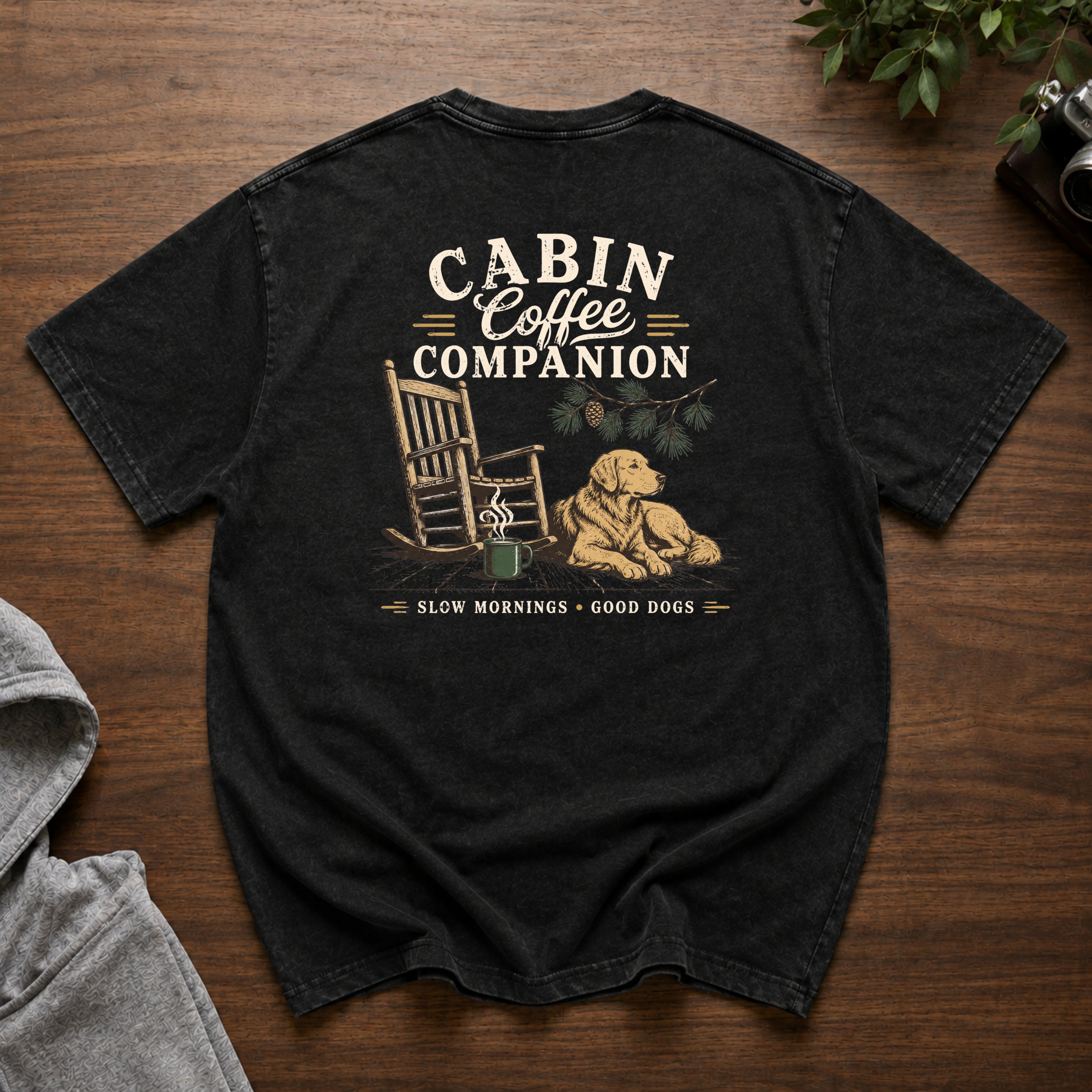 Cabin Coffee Companion Snow Washed Oversized Cotton T-Shirt