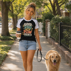 Good Vibes and Paw Prints Brew Line Raglan T-Shirt