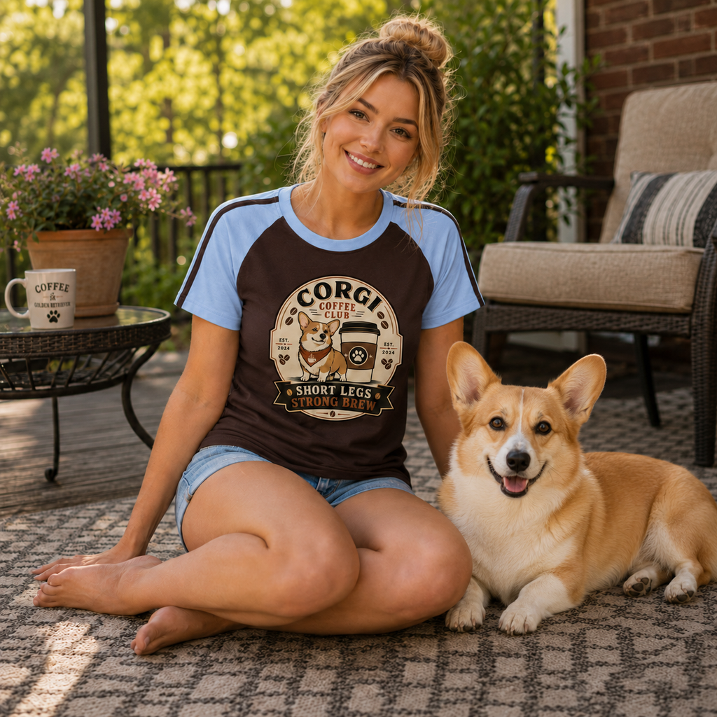 Corgi Coffee Club Brew Line Raglan T-Shirt