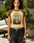 Books Beans and Dogs Brew Line Raglan T-Shirt