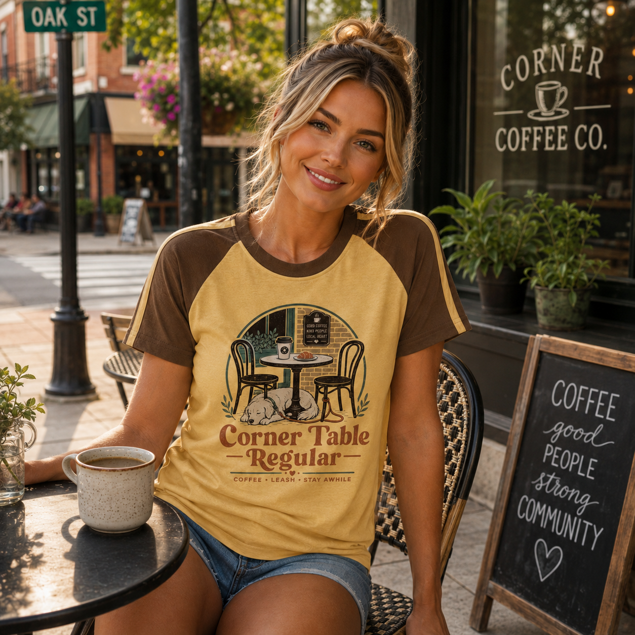 Corner Table Regular Brew Line Raglan T-Shirt