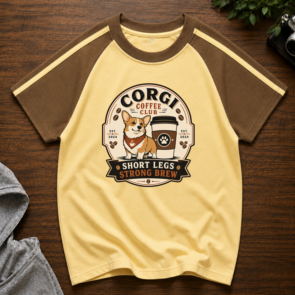 Corgi Coffee Club Brew Line Raglan T-Shirt