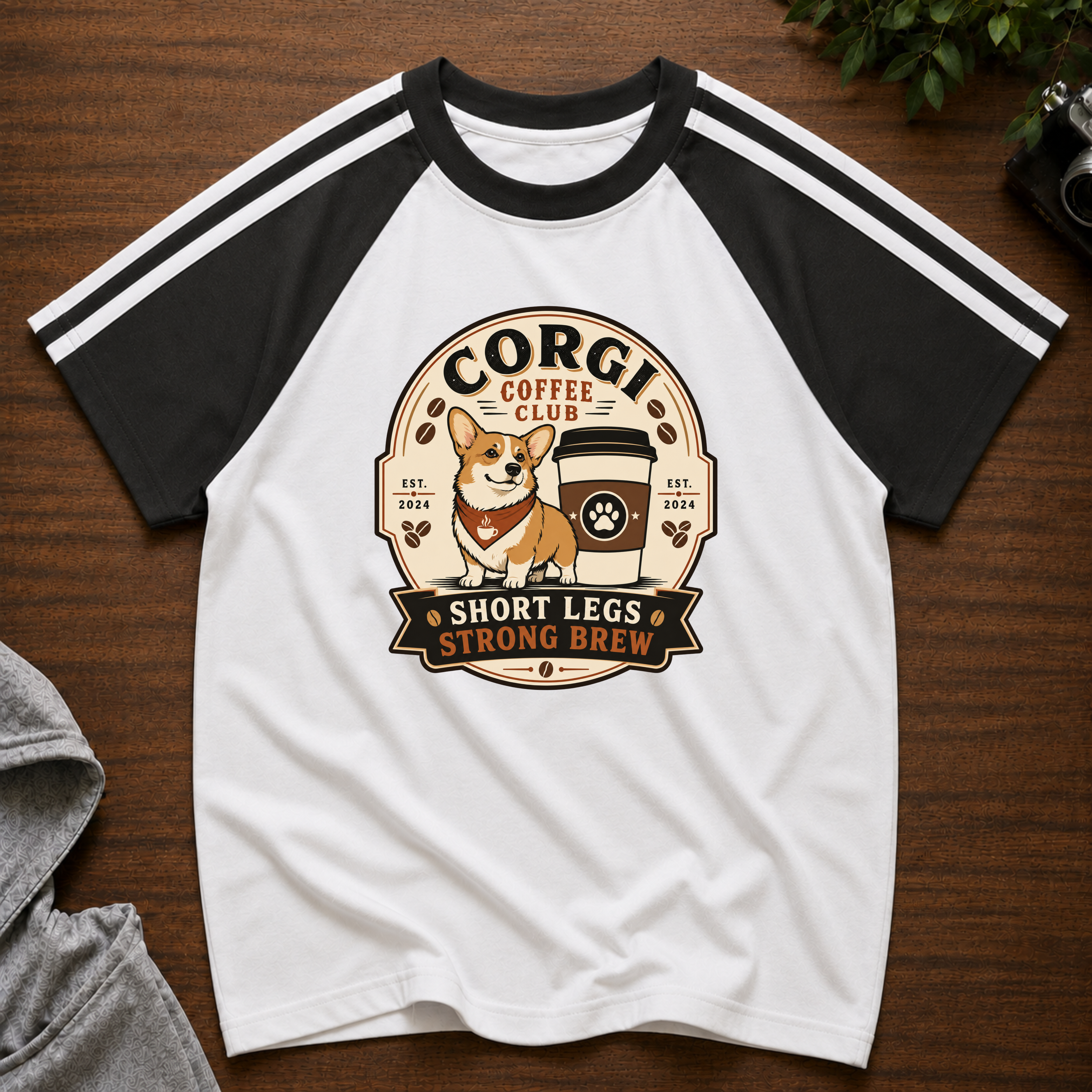 Corgi Coffee Club Brew Line Raglan T-Shirt