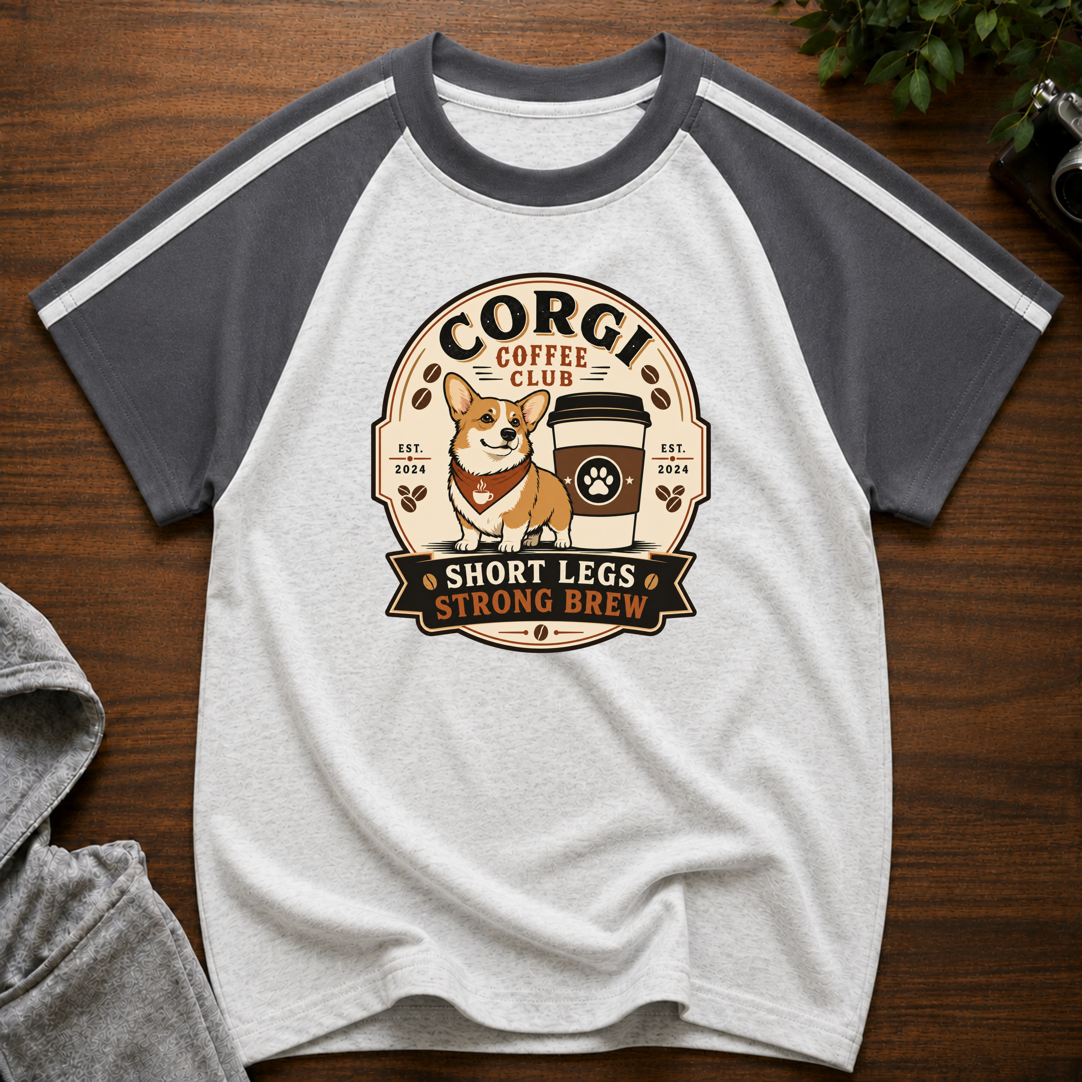 Corgi Coffee Club Brew Line Raglan T-Shirt