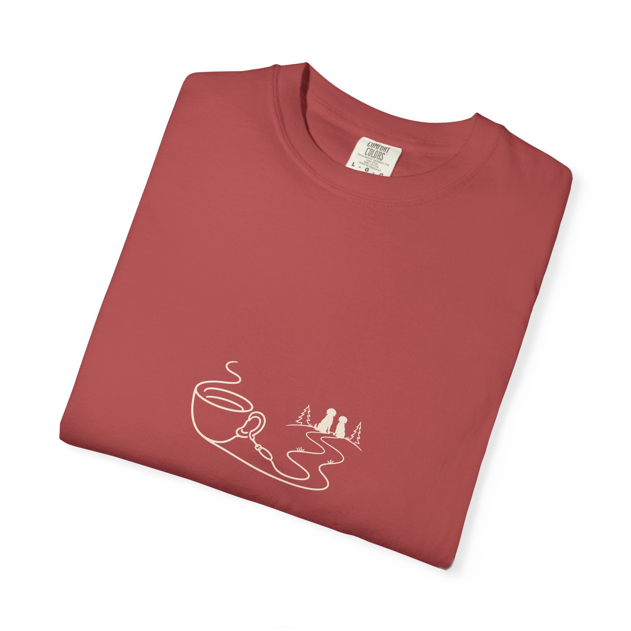 Coffee Leash Trail T-Shirt | Dog Hiking Coffee Lover Tee