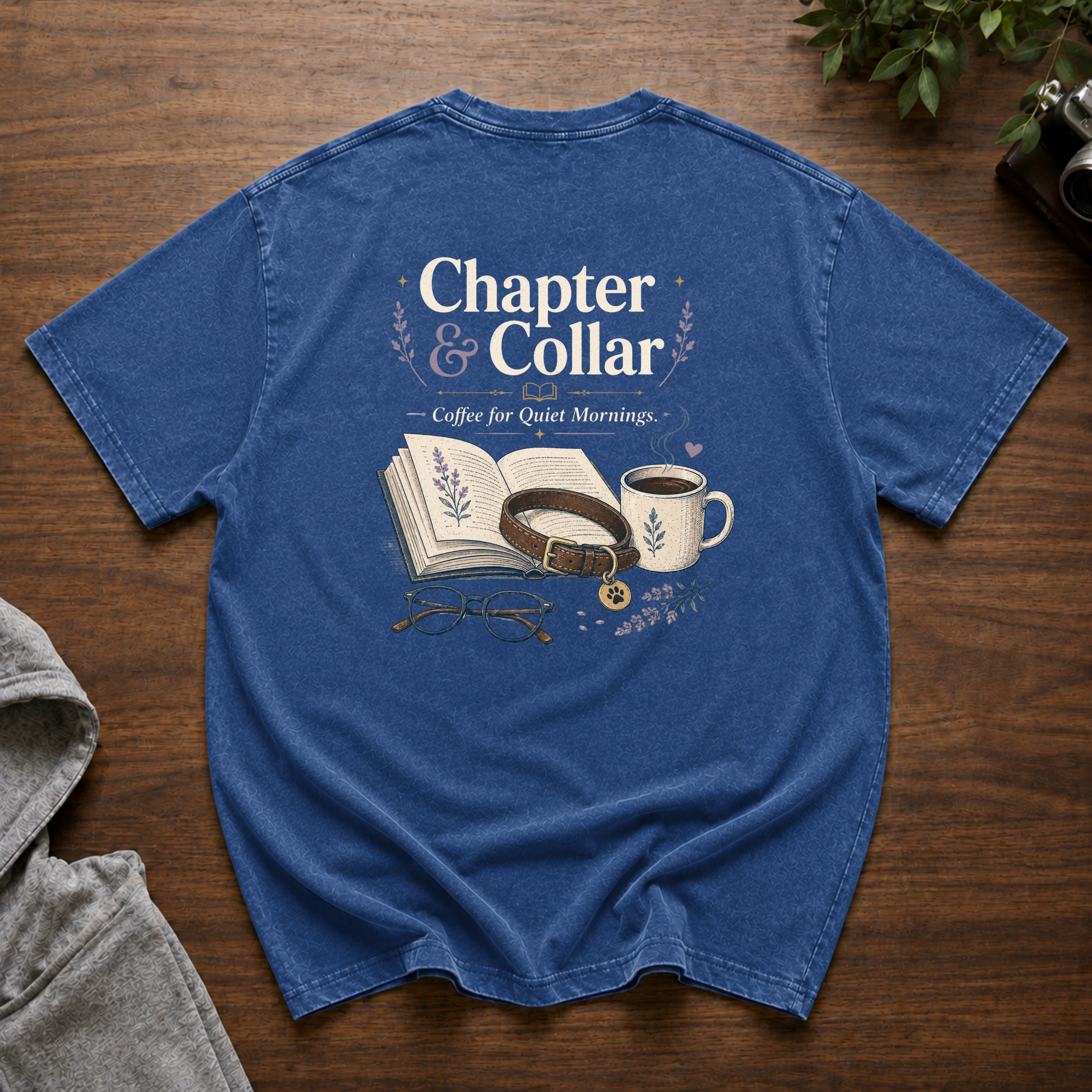 Chapter and Collar Snow Washed Oversized Cotton T-Shirt