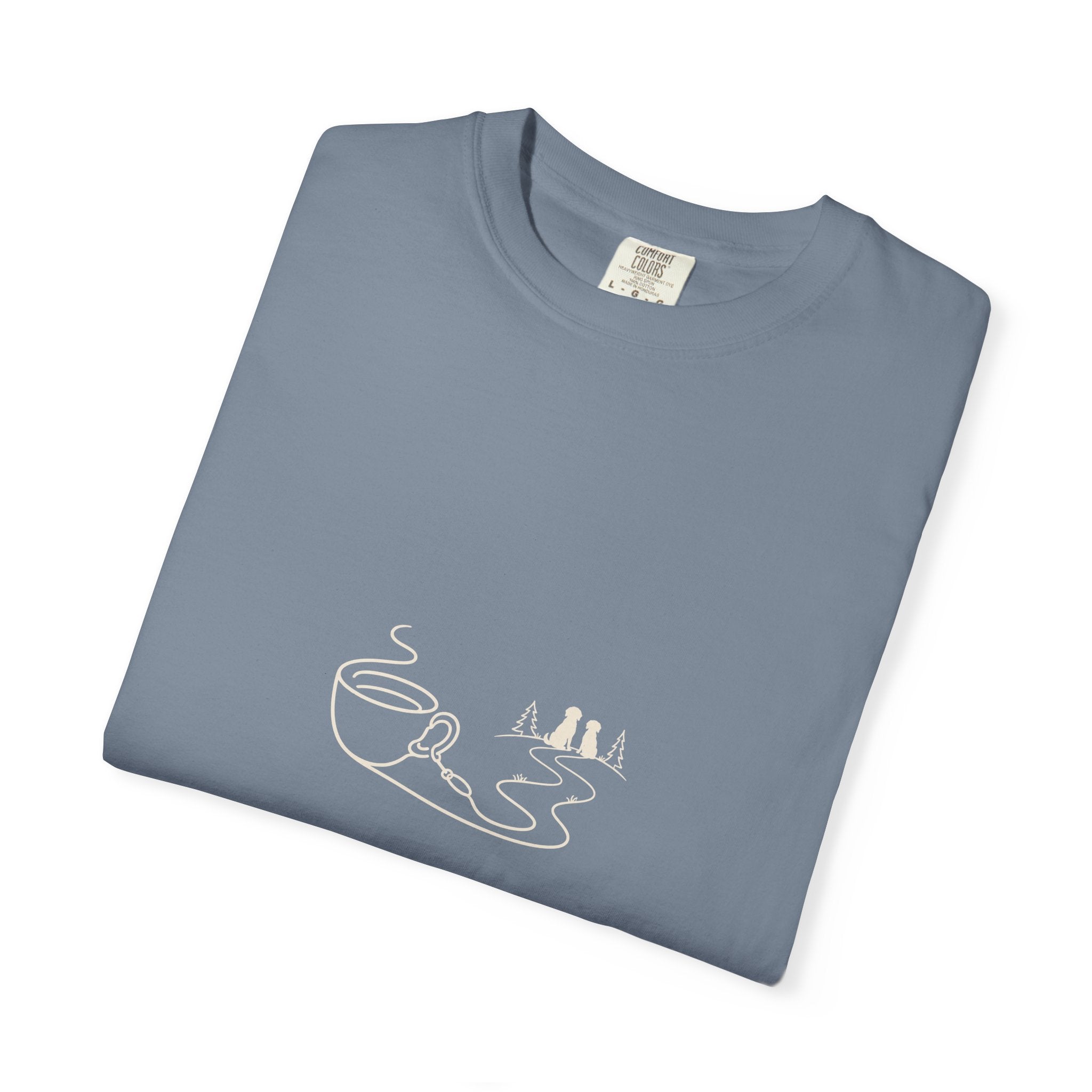 Coffee Leash Trail T-Shirt | Dog Hiking Coffee Lover Tee