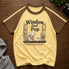 Window Seat Pup Brew Line Raglan Baby T-Shirt