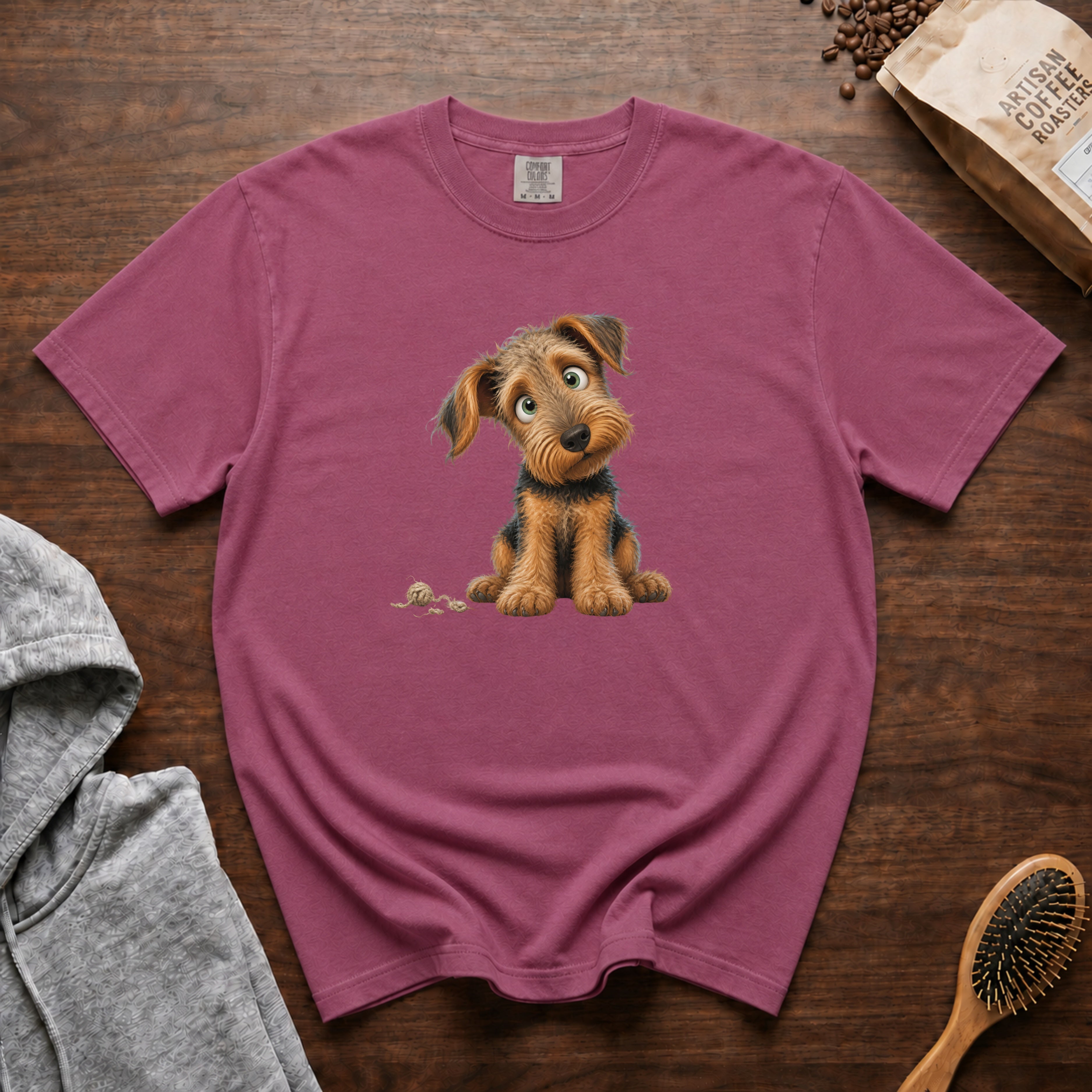 Airedale Terrier â Tangled Trouble T-Shirt — Berry