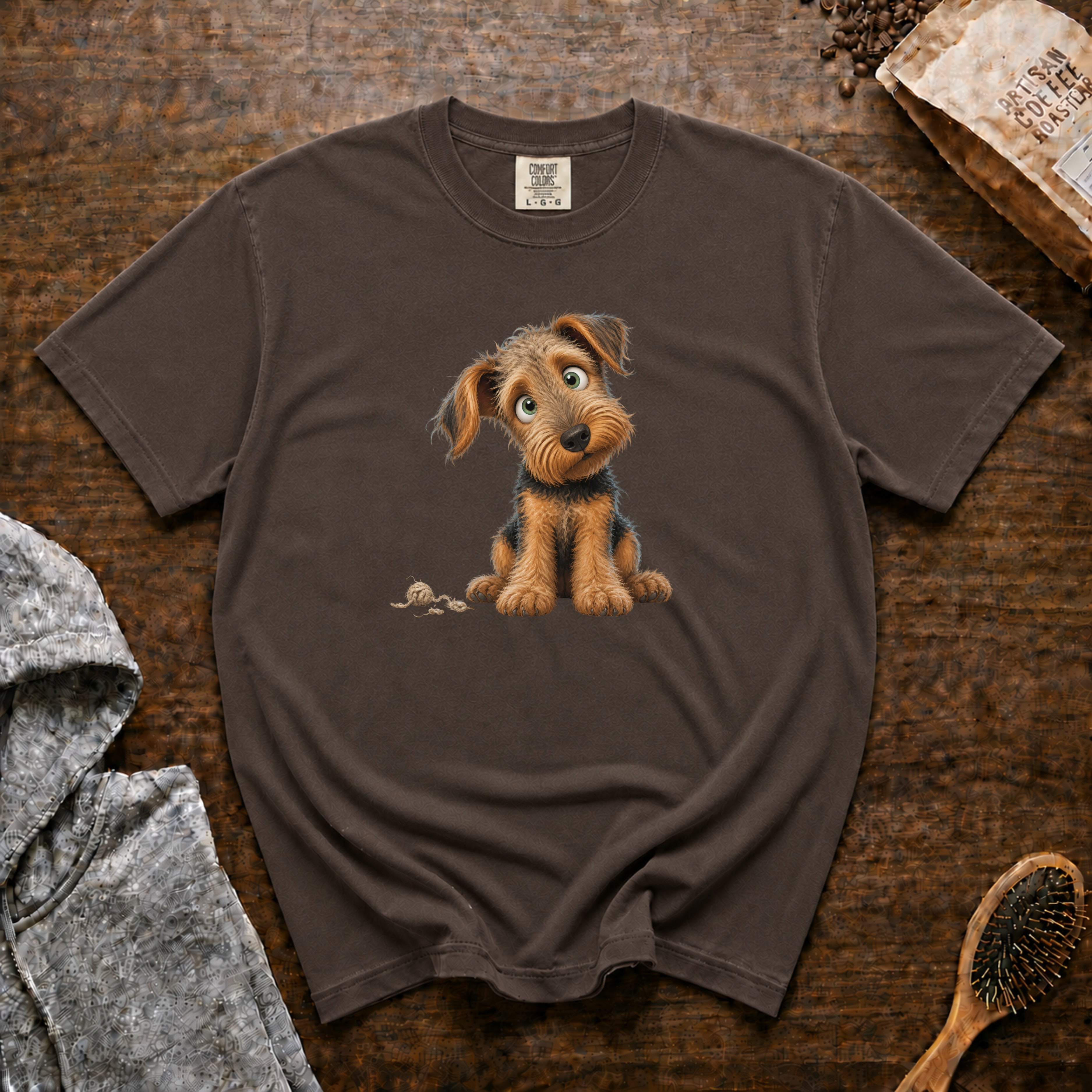 Airedale Terrier â Tangled Trouble T-Shirt — Espresso