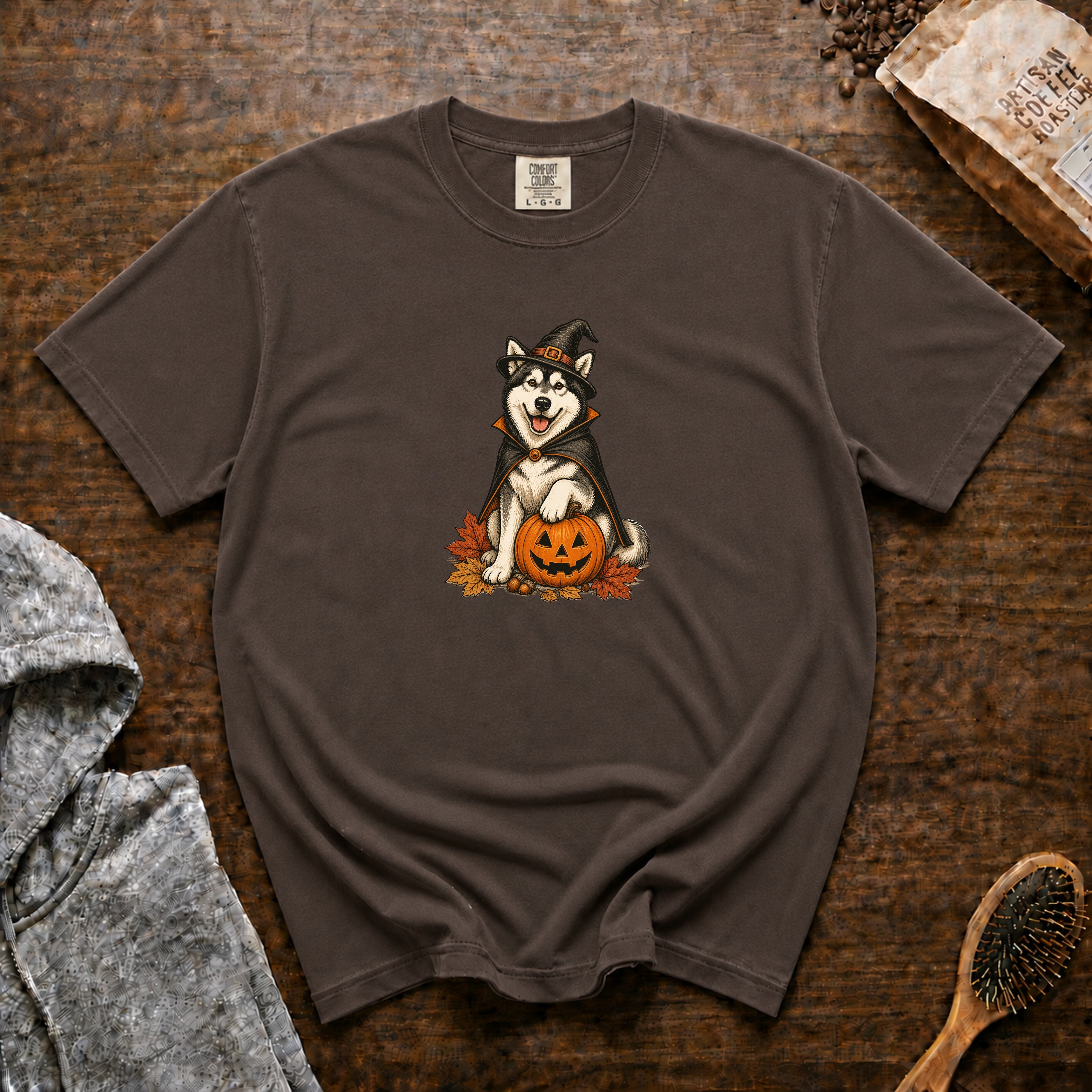 Alaskan Malamute Halloween T-Shirt — Espresso