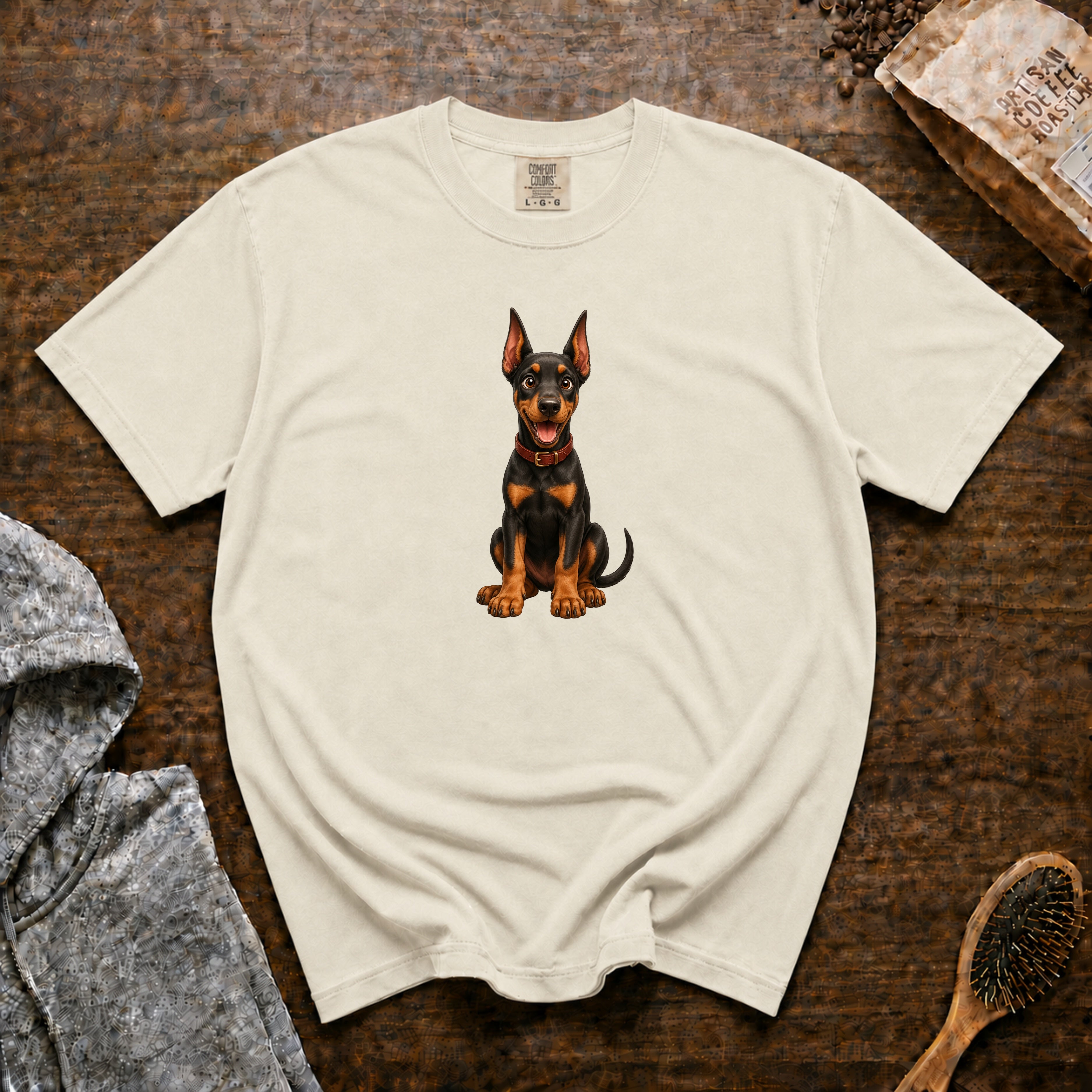 Alert Doberman T-Shirt — Ivory