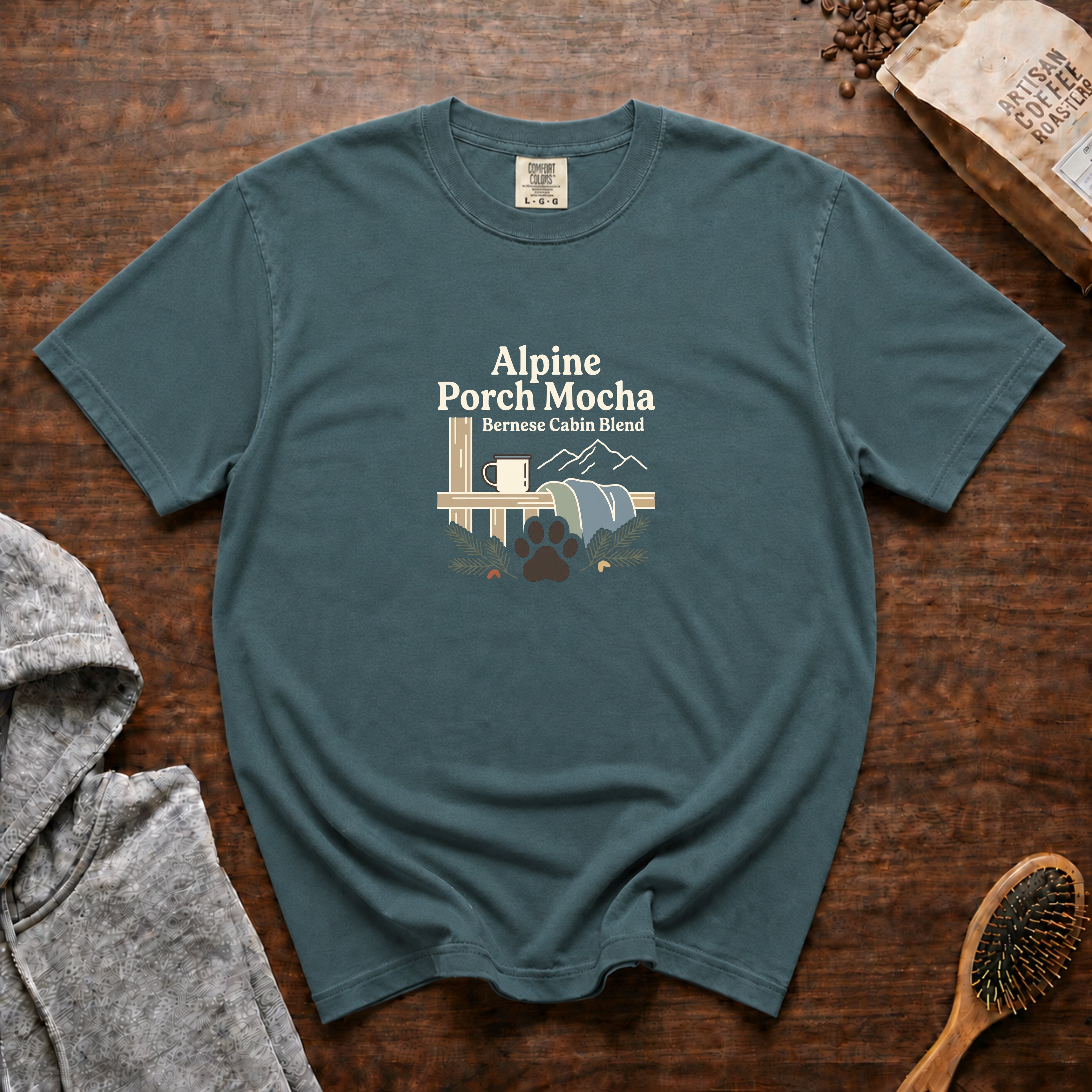 Alpine Porch Mocha T-Shirt — Blue Spruce