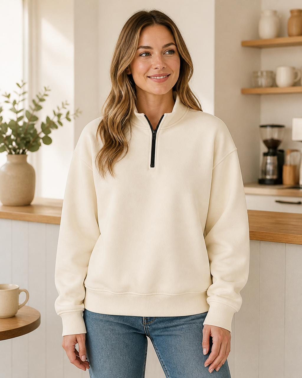 Unisex Heavyweight Regular Fit Half-Zip Brushed Fleece Sweatshirt 380GSM