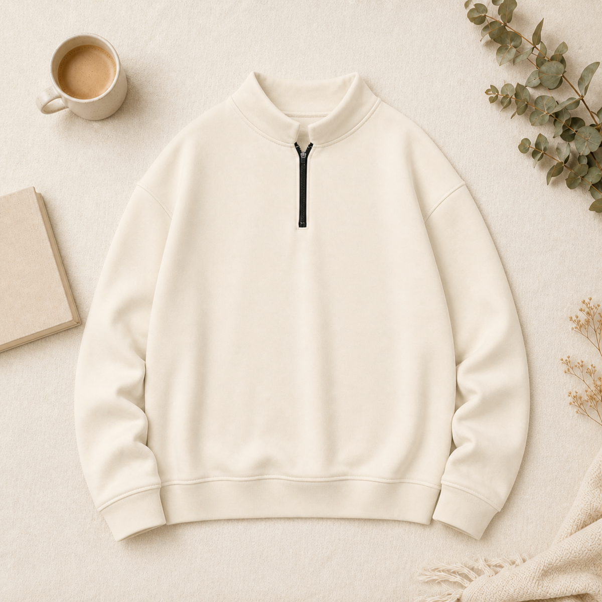 Unisex Heavyweight Regular Fit Half-Zip Brushed Fleece Sweatshirt 380GSM