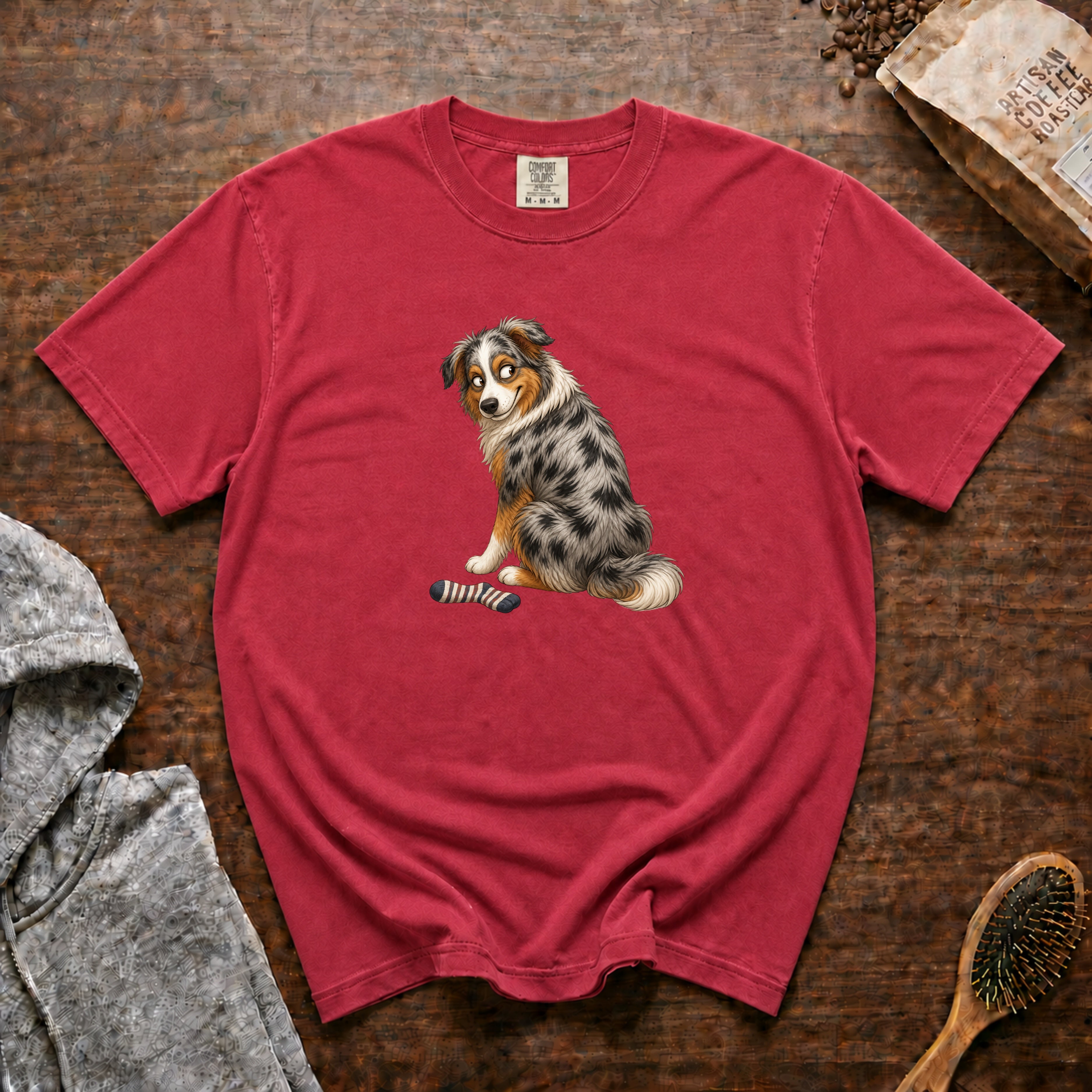 Aussie Side Eye T-Shirt — Crimson