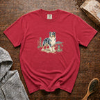 Australian Shepherd Blue Merle Morning Map 1 T-Shirt — Crimson
