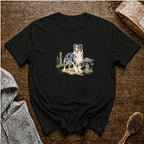 Australian Shepherd Blue Merle Morning Map T-Shirt — Black