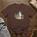 Australian Shepherd Blue Merle Morning Map T-Shirt — Espresso