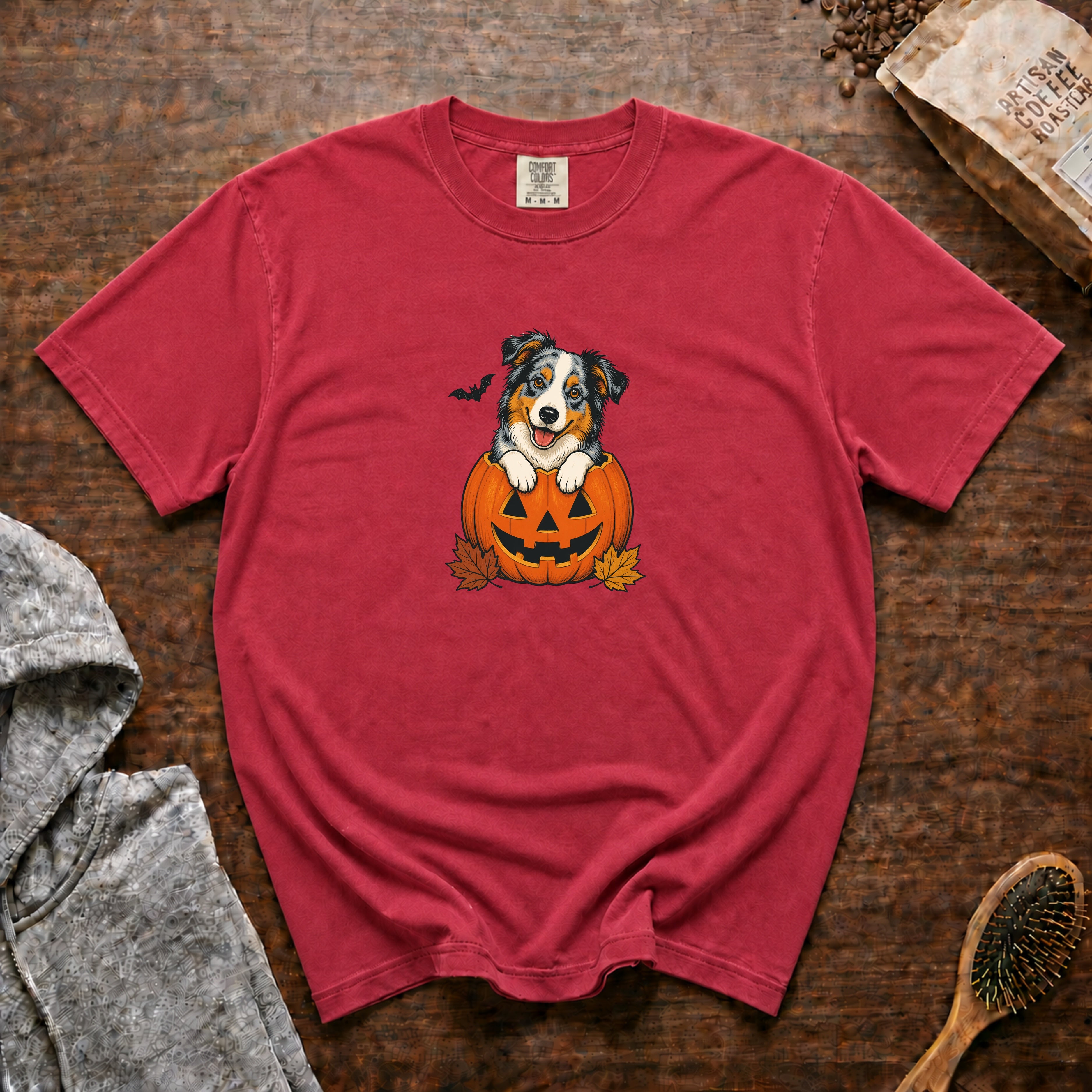 Australian Shepherd Halloween T-Shirt — Crimson