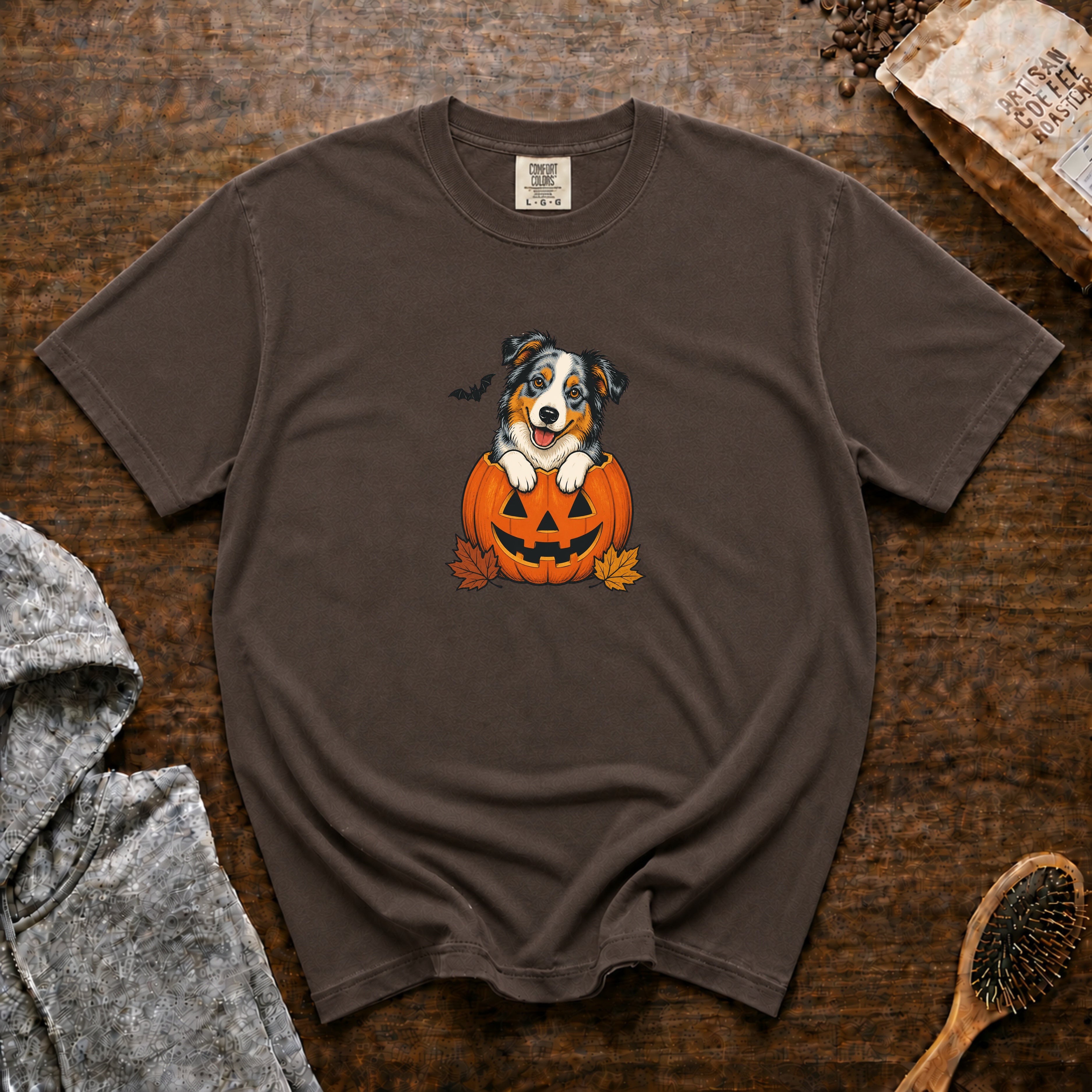 Australian Shepherd Halloween T-Shirt — Espresso
