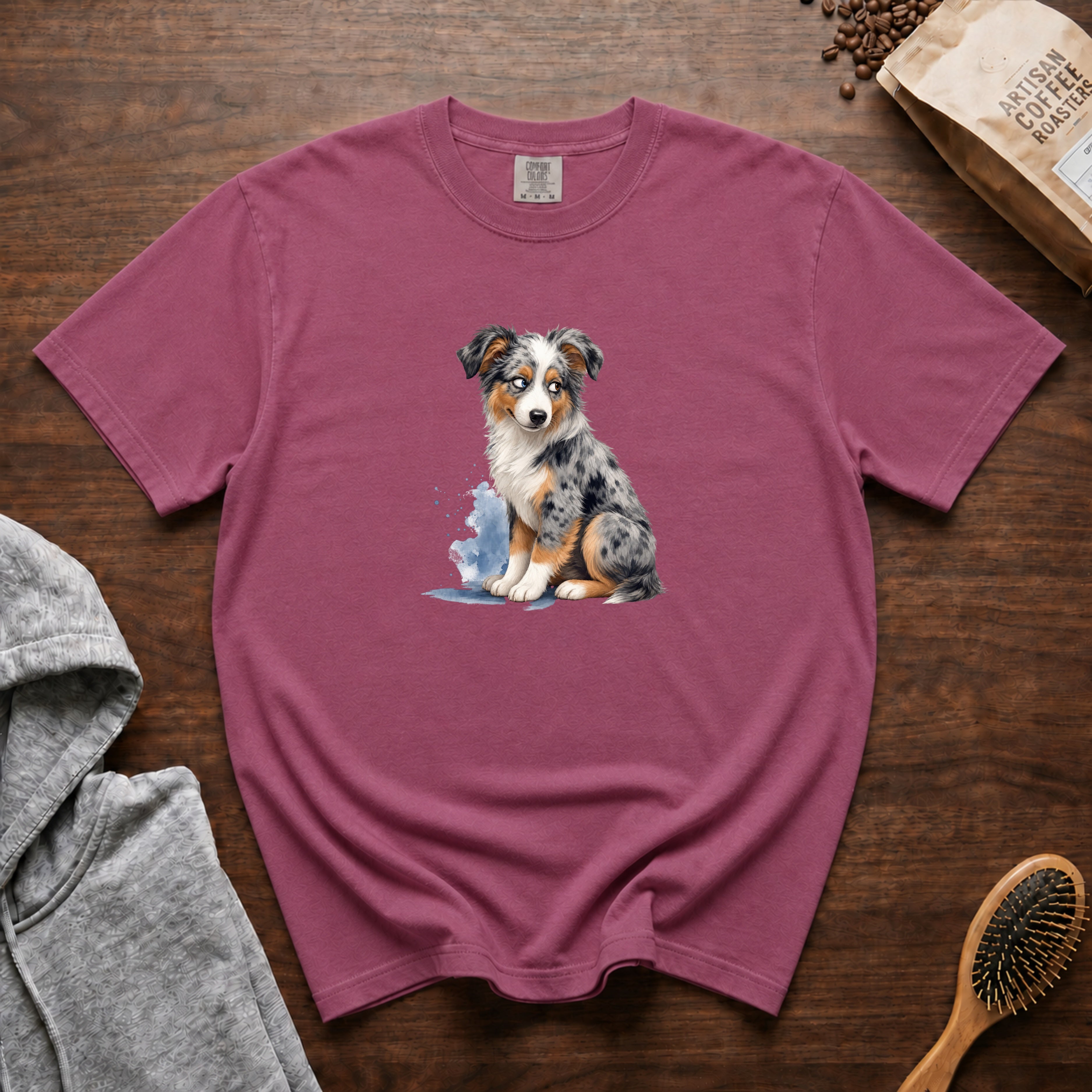 Australian Shepherd Side Eye T-Shirt — Berry