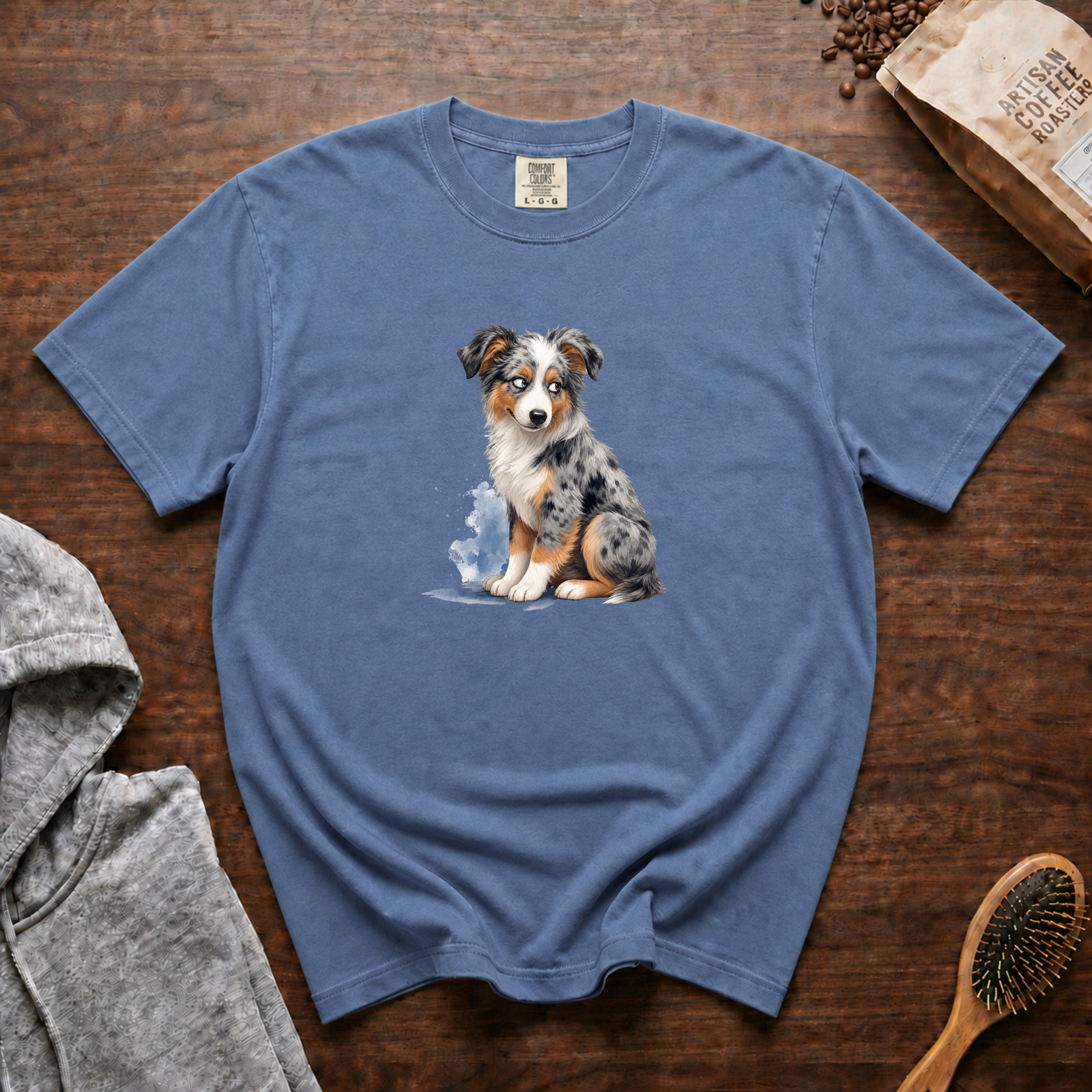 Australian Shepherd Side Eye T-Shirt — Blue Jean