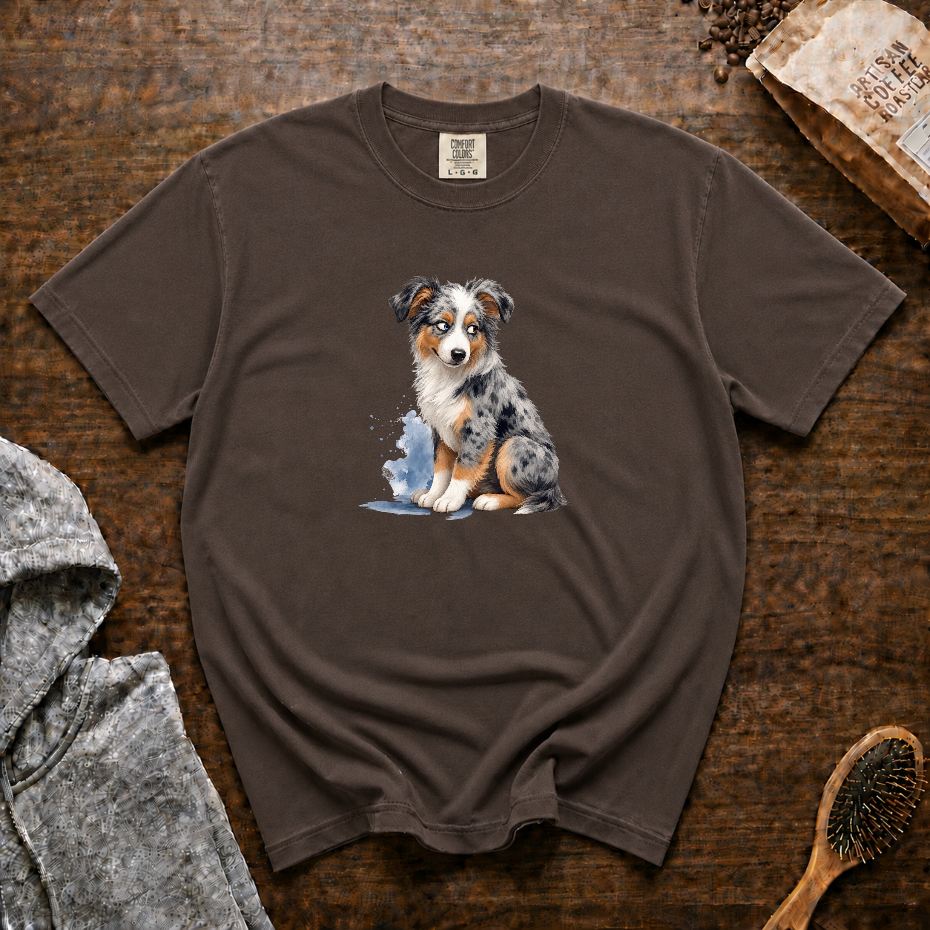 Australian Shepherd Side Eye T-Shirt — Espresso