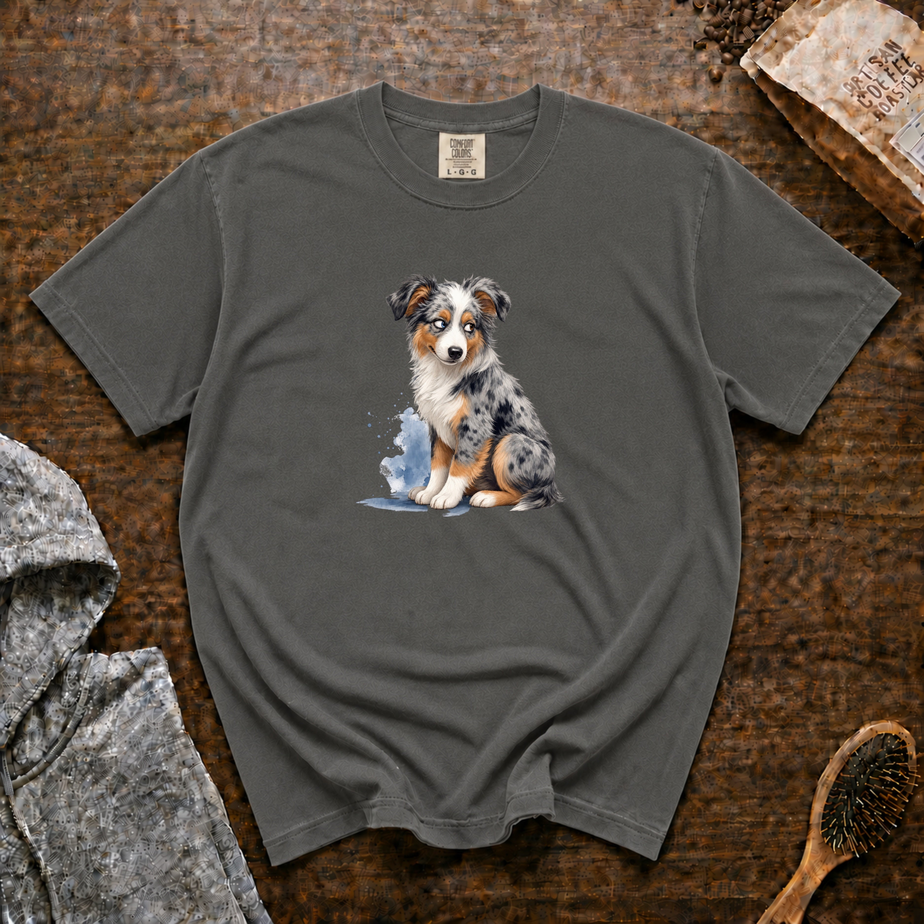 Australian Shepherd Side Eye T-Shirt — Pepper