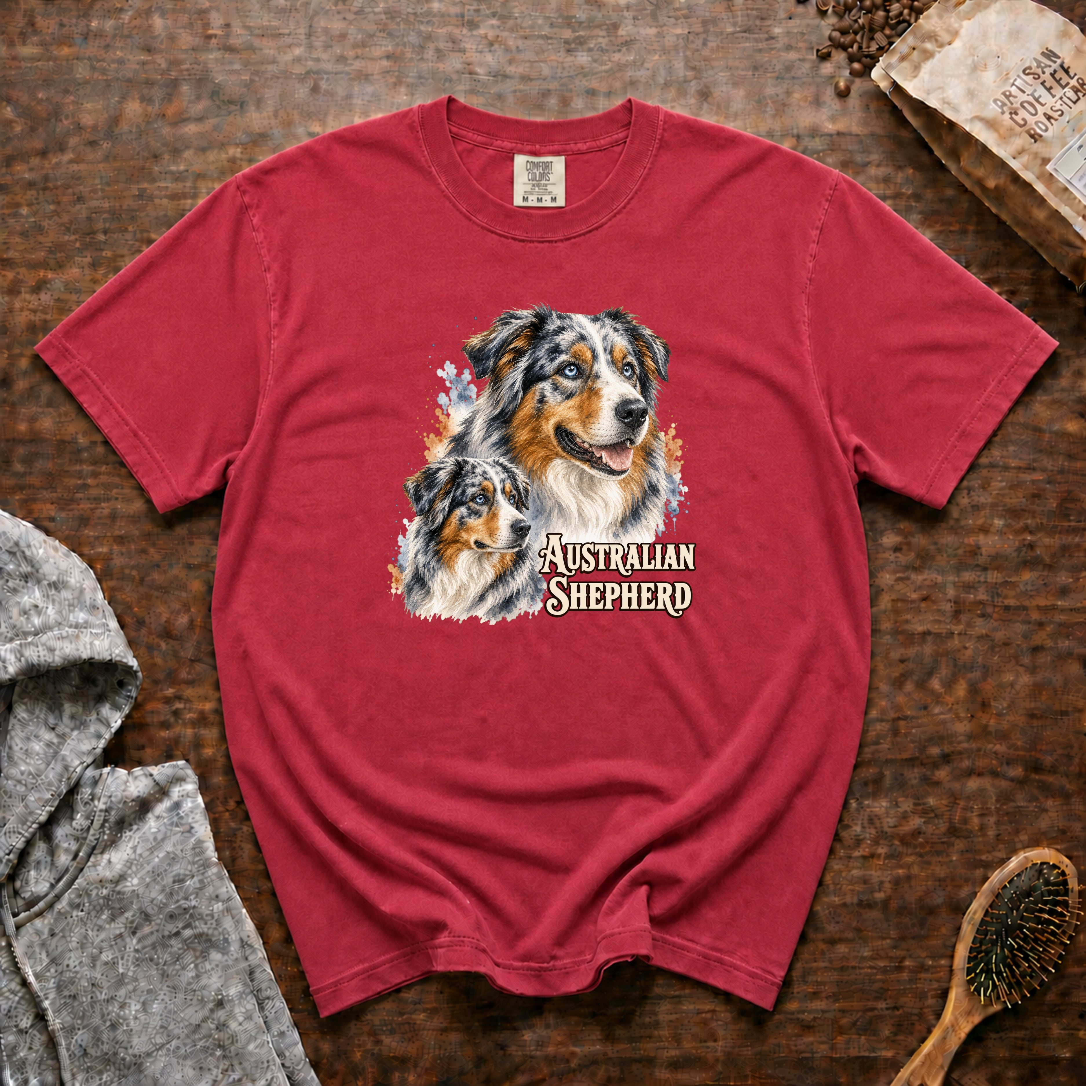 Australian Shepherd T-Shirt — Crimson