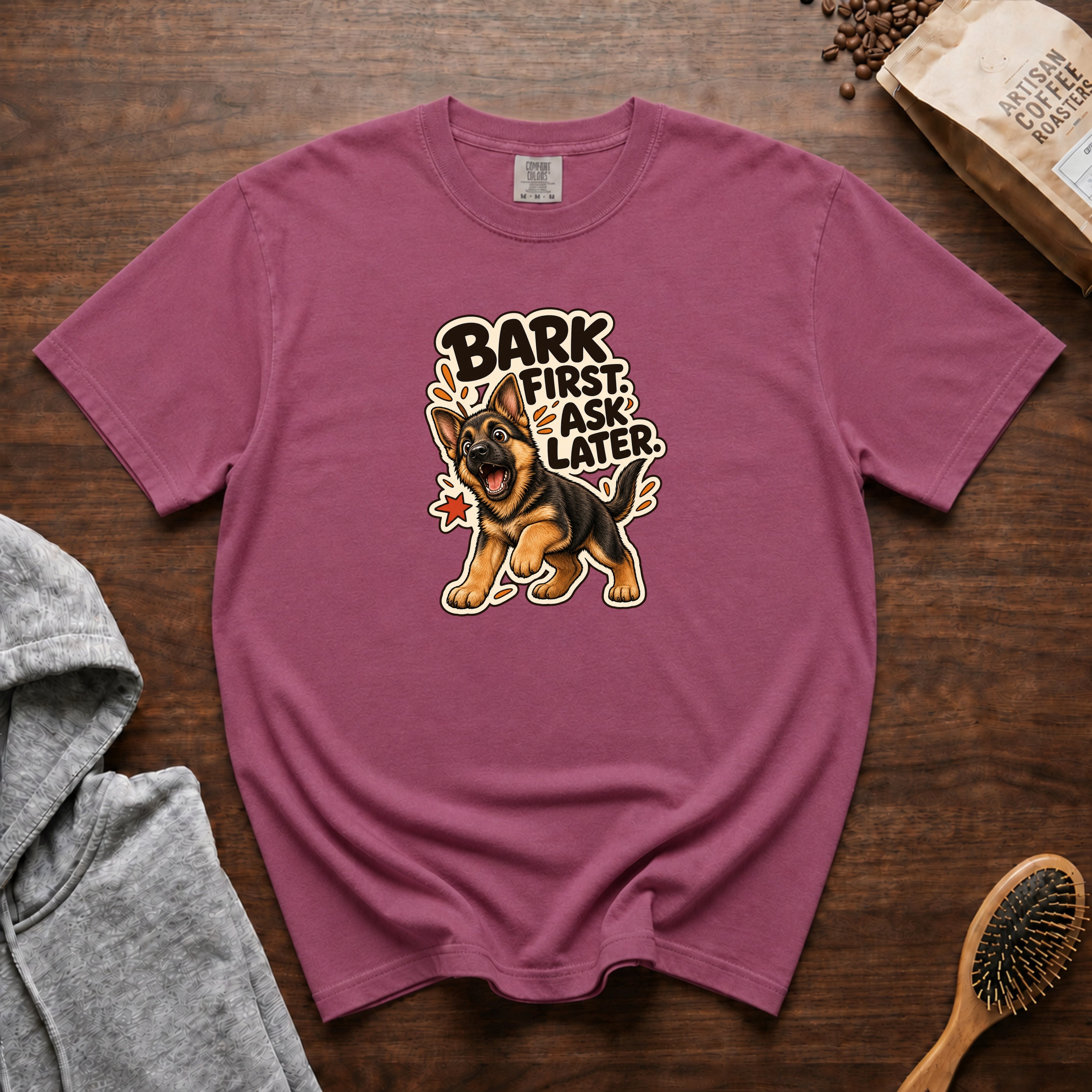Bark First Ask Later T-Shirt — Berry