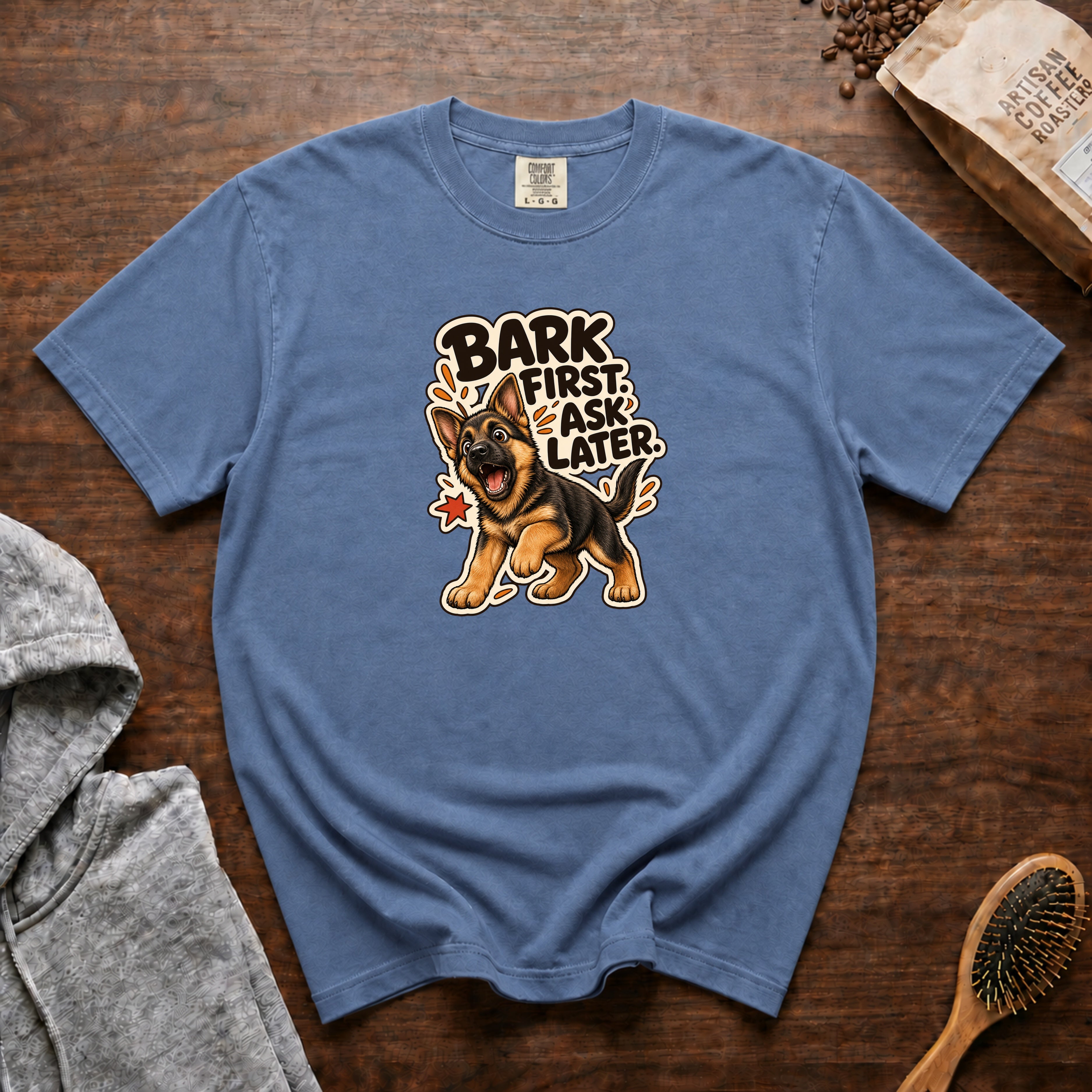 Bark First Ask Later T-Shirt — Blue Jean