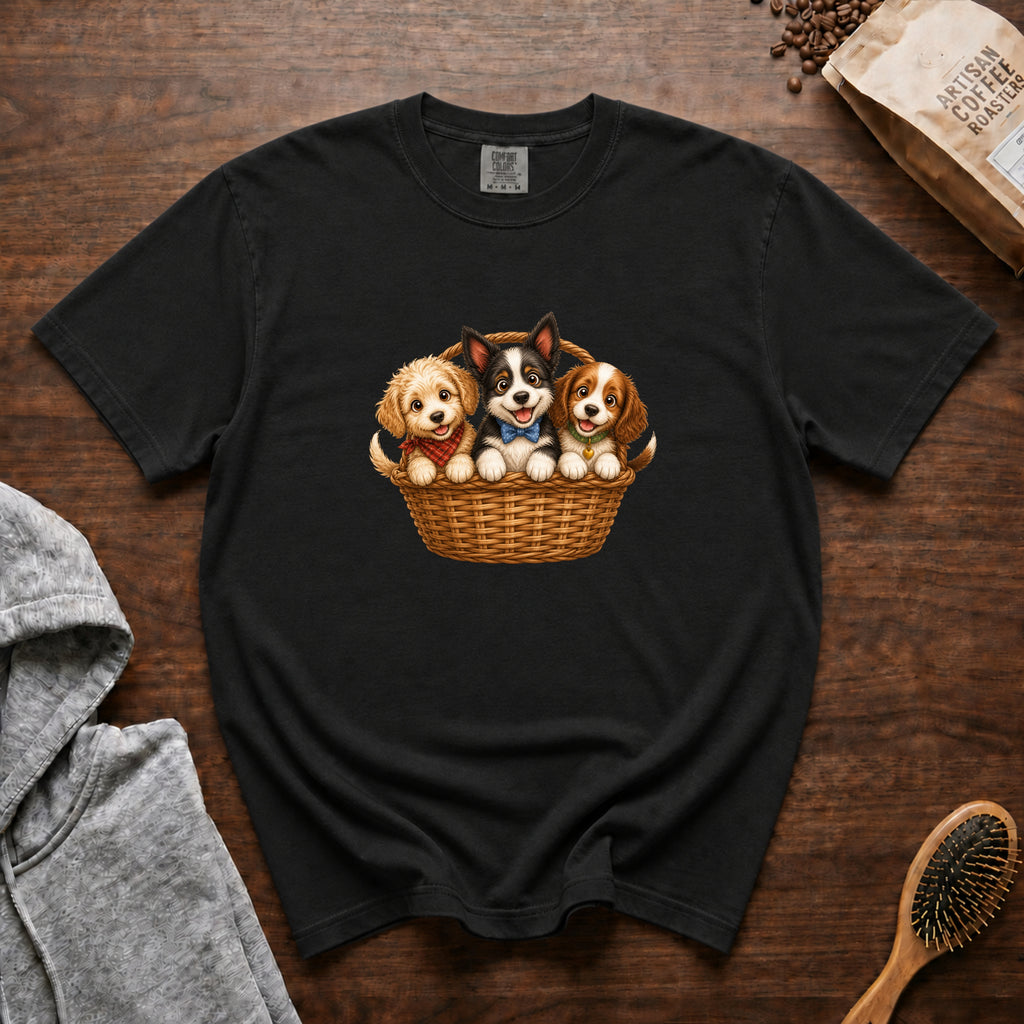Basket Of Puppies T-Shirt — Black